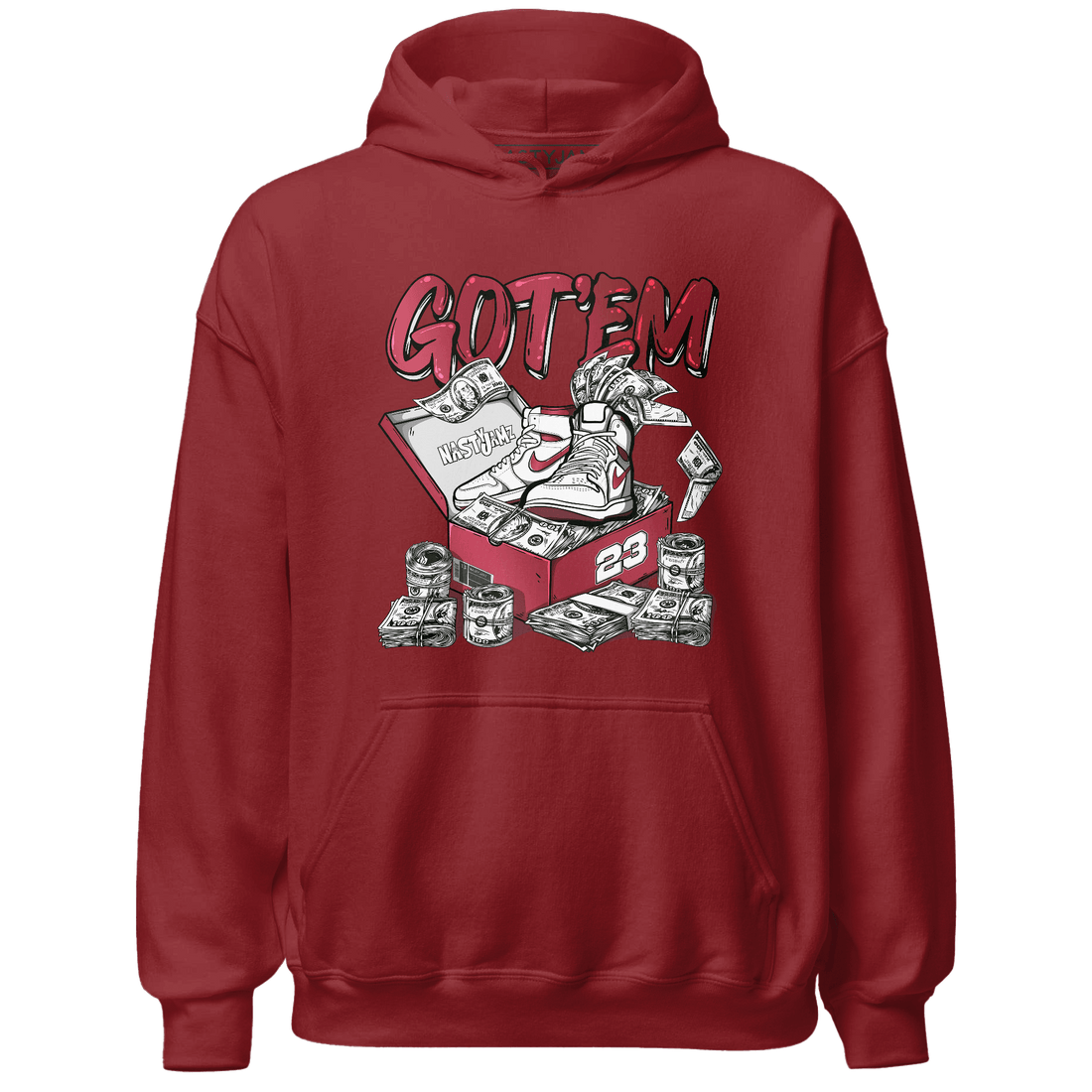 High 85 Metallic Burgundy 1s Hoodie Match Dollar Sneaker Box - NastyJamz