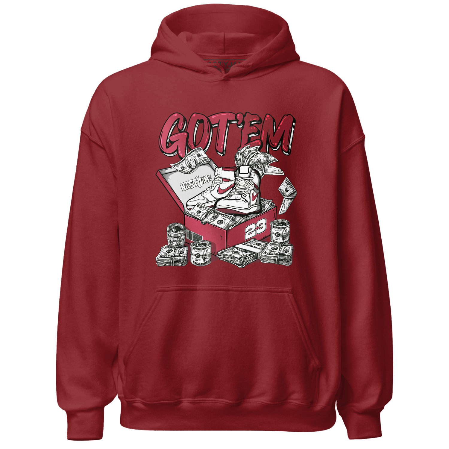 High 85 Metallic Burgundy 1s Hoodie Match Dollar Sneaker Box - NastyJamz