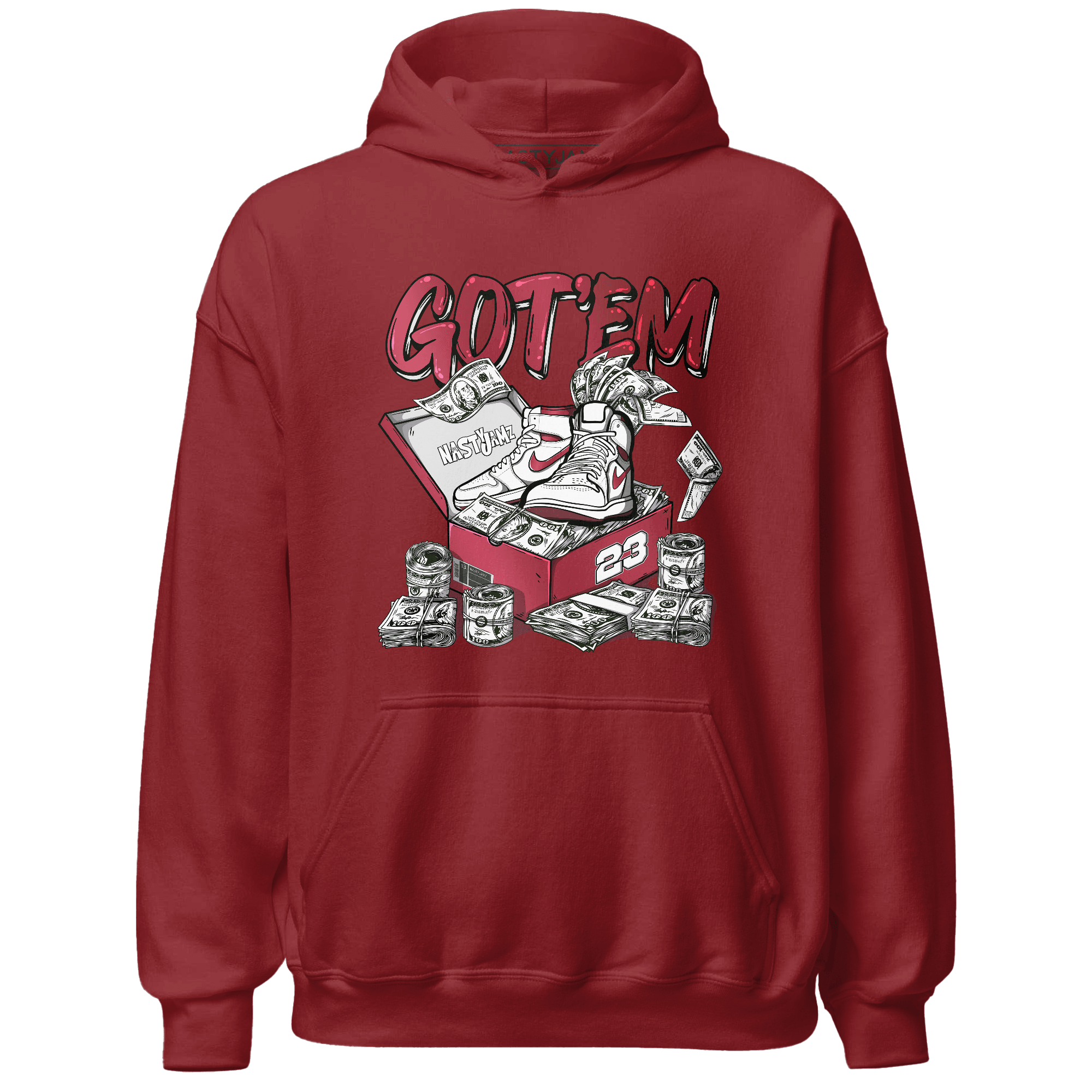 High 85 Metallic Burgundy 1s Hoodie Match Dollar Sneaker Box - NastyJamz