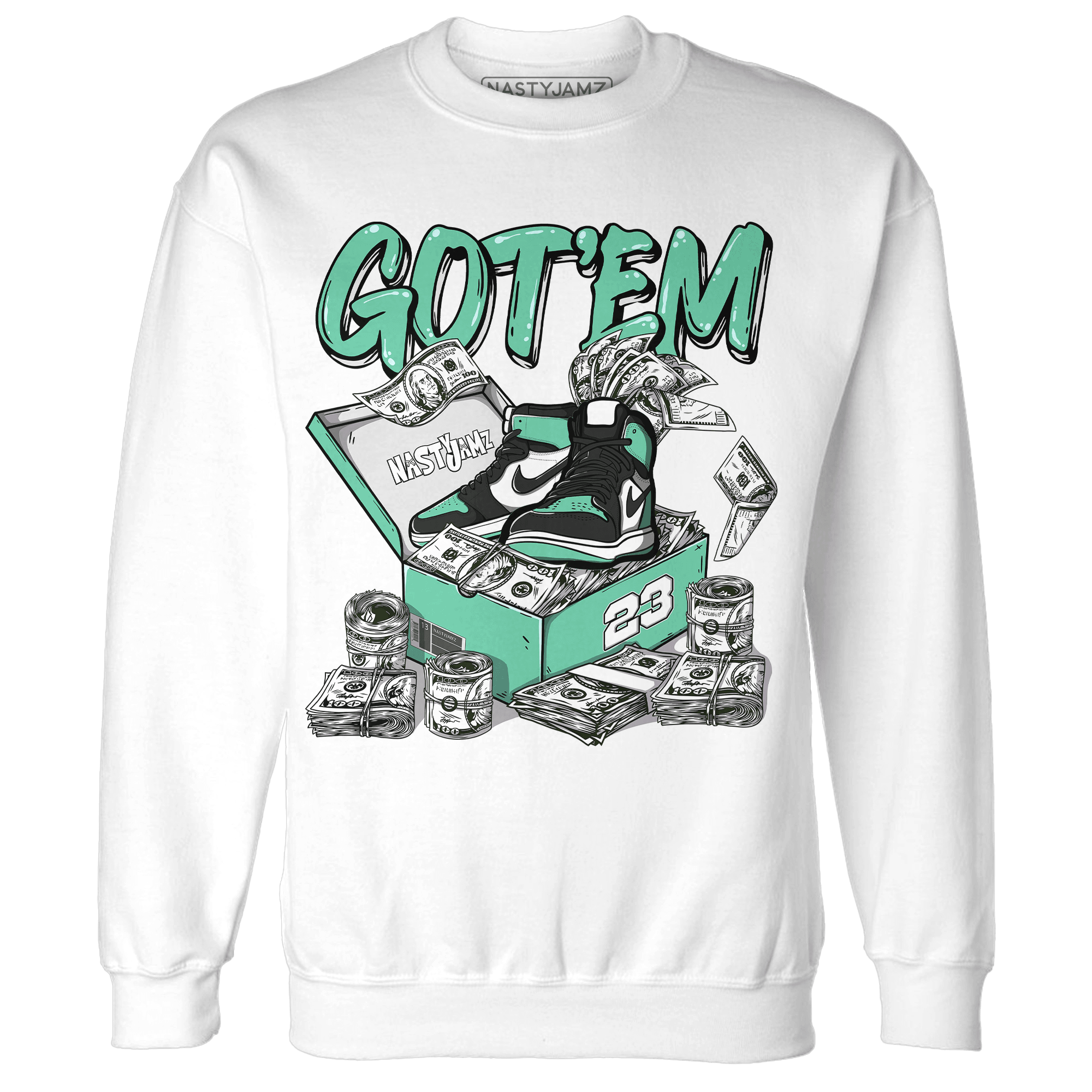 High OG Green Glow 1s Sweatshirt Match Dollar Sneaker Box - NastyJamz