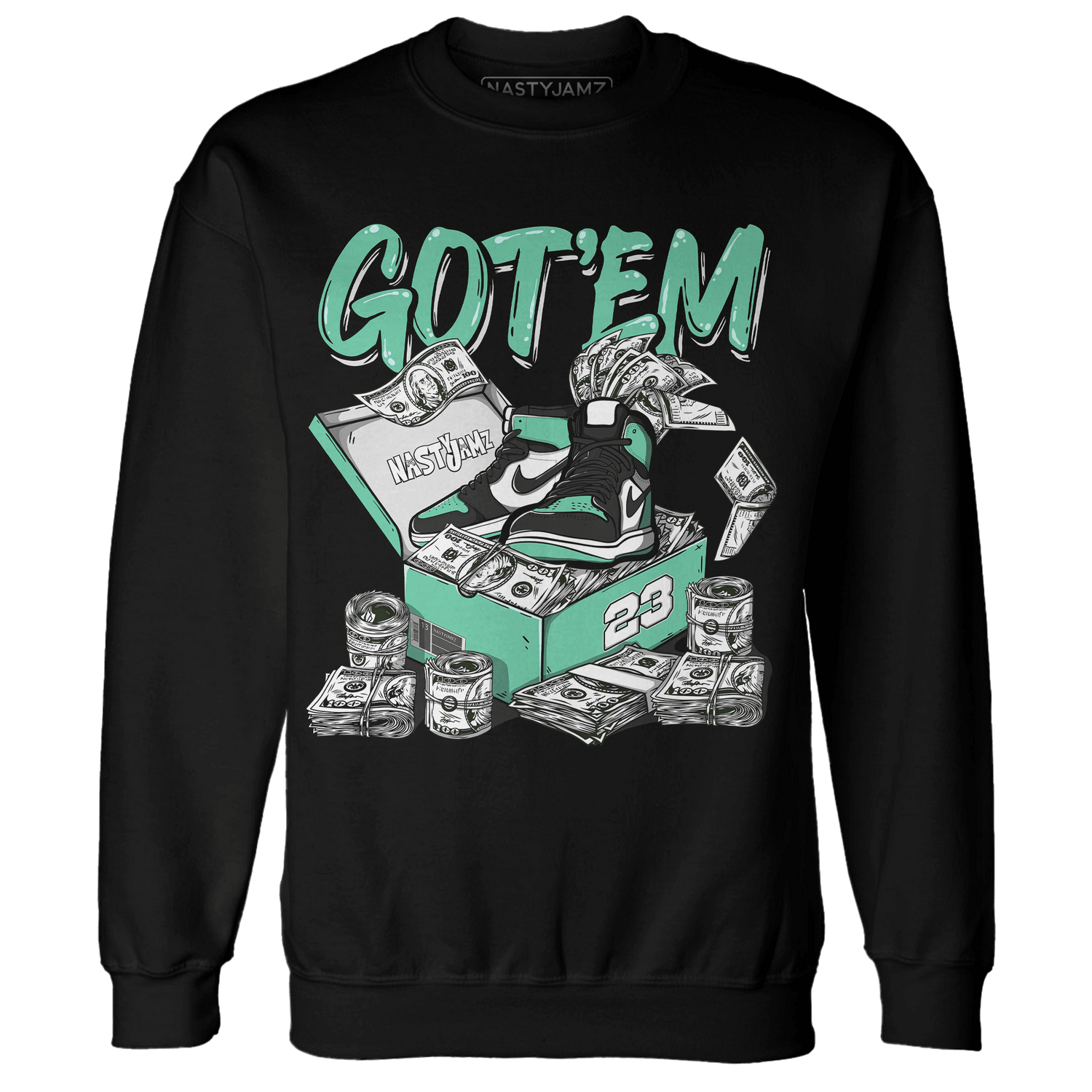 High OG Green Glow 1s Sweatshirt Match Dollar Sneaker Box - NastyJamz