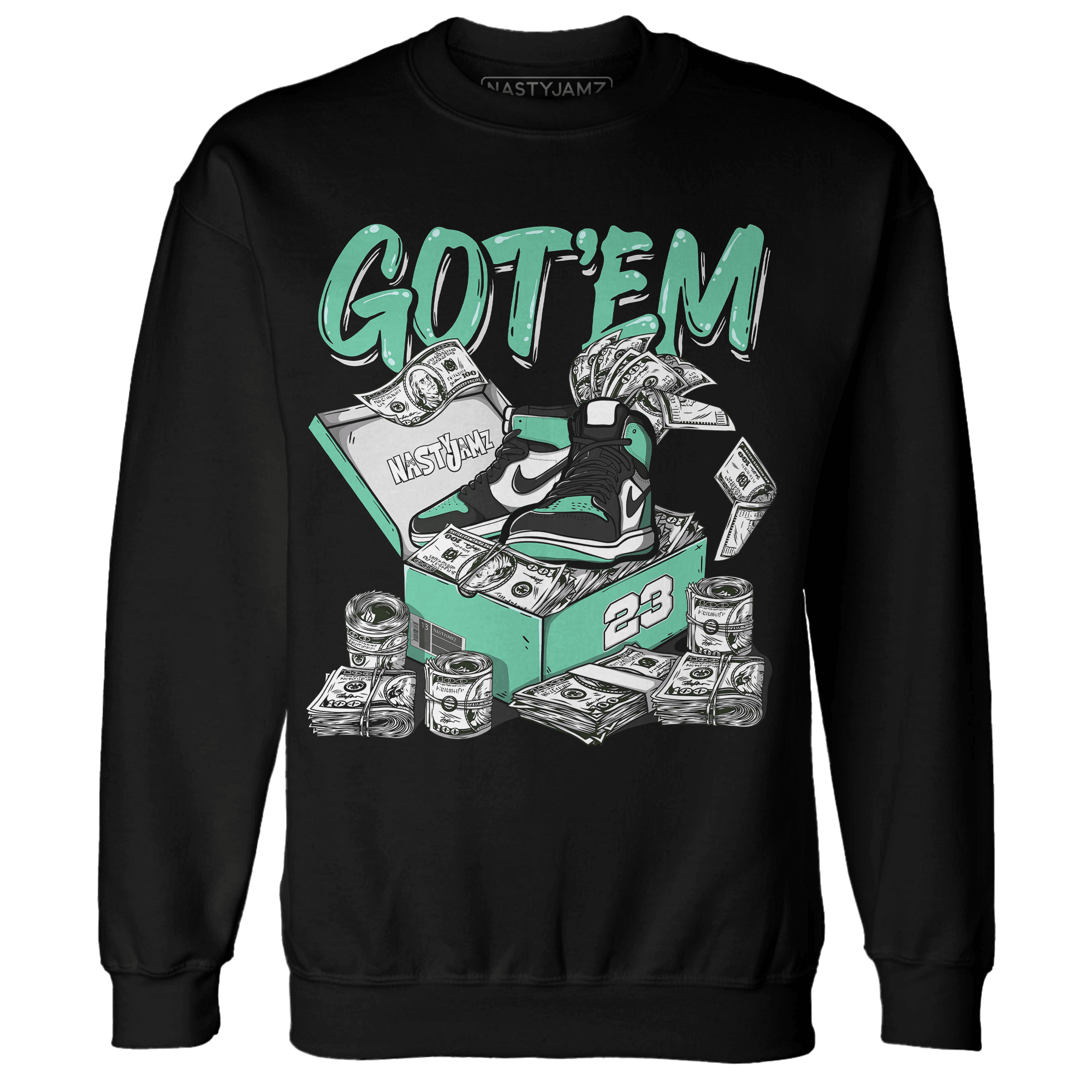 High OG Green Glow 1s Sweatshirt Match Dollar Sneaker Box - NastyJamz