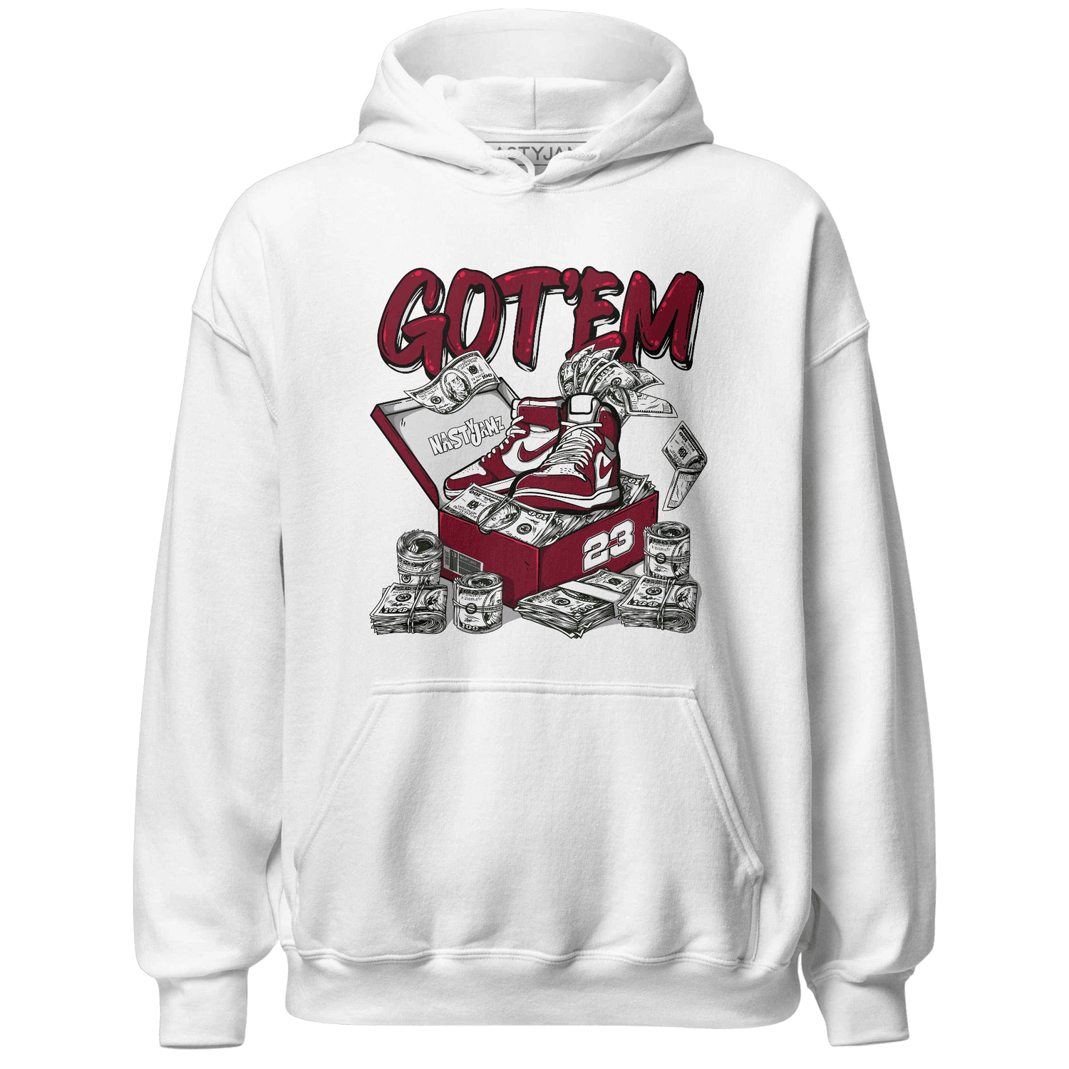 High White Team Red 1s Hoodie Match Dollar Sneaker Box - NastyJamz
