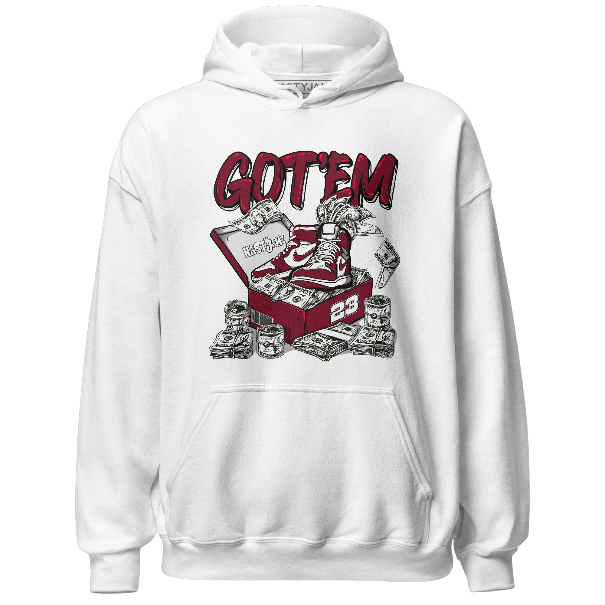 High White Team Red 1s Hoodie Match Dollar Sneaker Box - NastyJamz