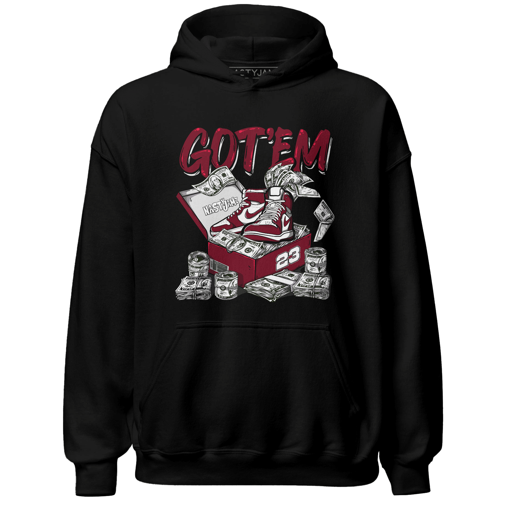 High White Team Red 1s Hoodie Match Dollar Sneaker Box - NastyJamz