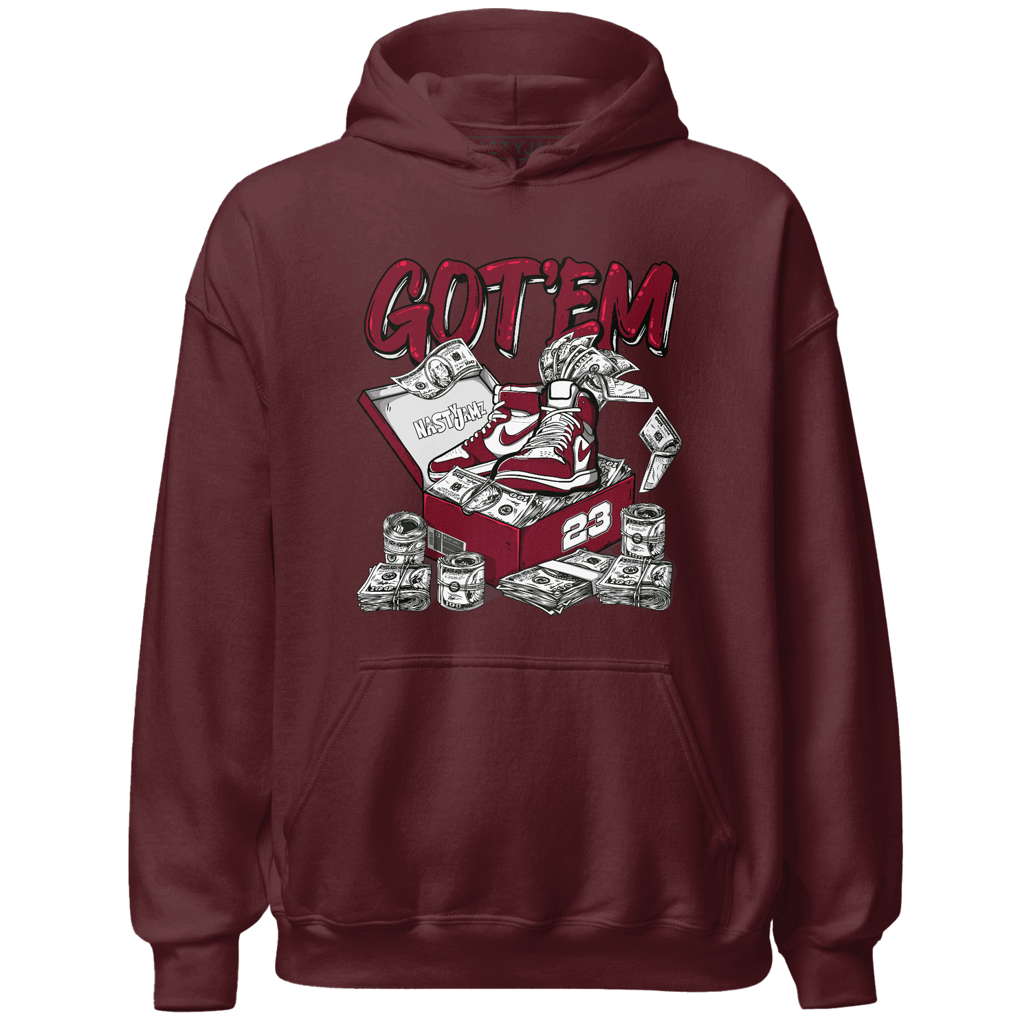 High White Team Red 1s Hoodie Match Dollar Sneaker Box - NastyJamz