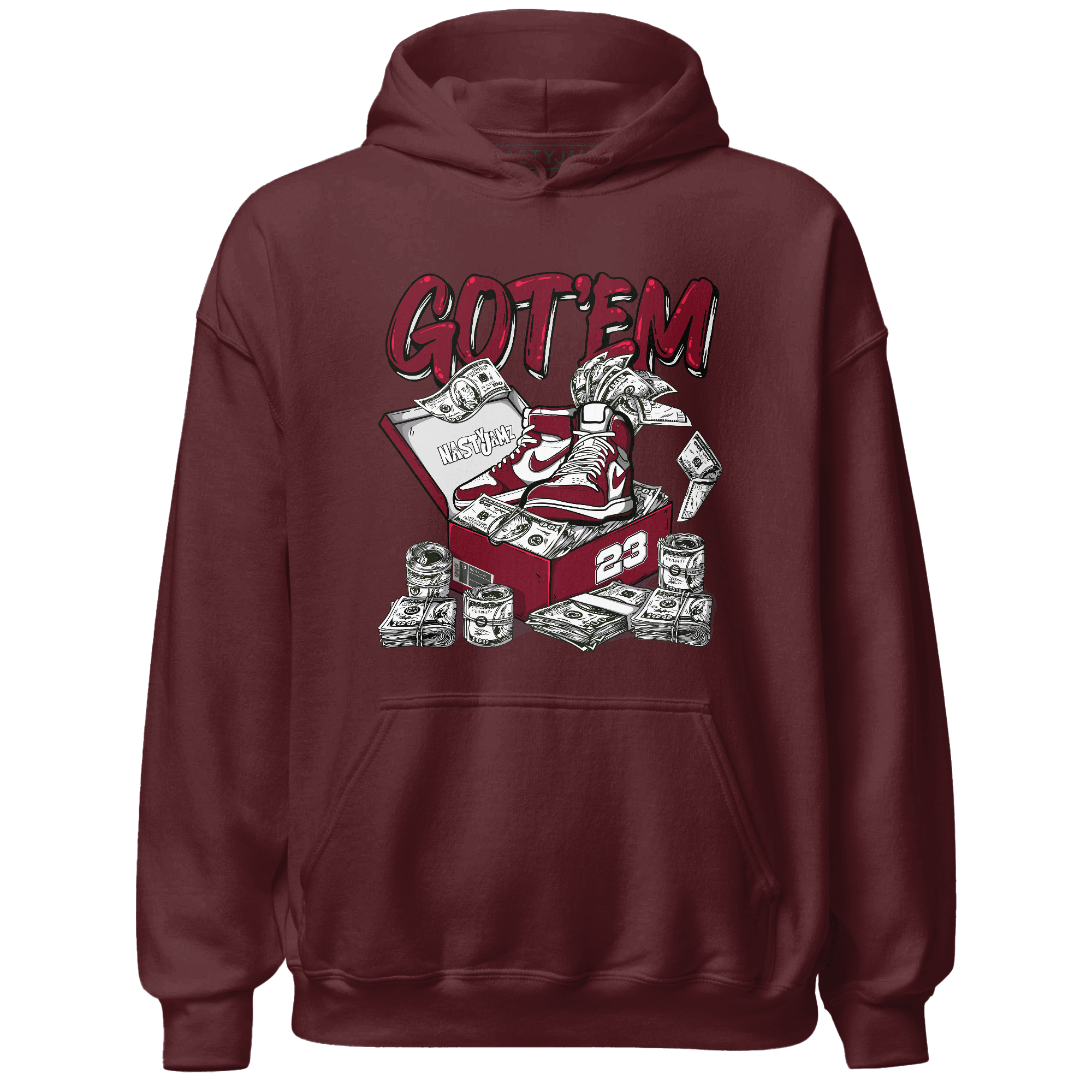 High White Team Red 1s Hoodie Match Dollar Sneaker Box - NastyJamz