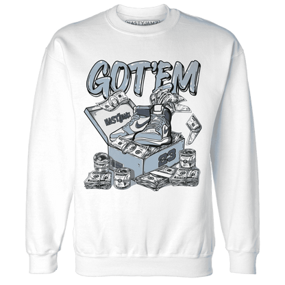 Mid Diffused Blue Grey 1s Sweatshirt Match Dollar Sneaker Box - NastyJamz