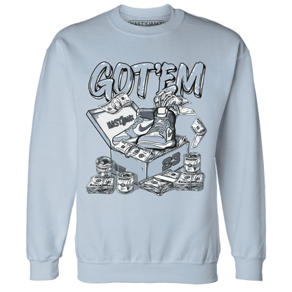 Mid Diffused Blue Grey 1s Sweatshirt Match Dollar Sneaker Box - NastyJamz