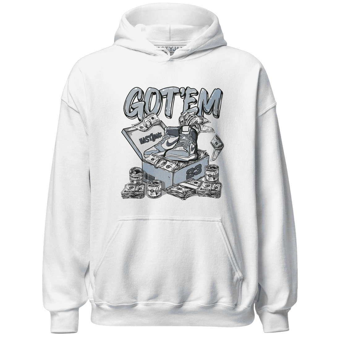 Mid Diffused Blue Grey 1s Hoodie Match Dollar Sneaker Box - NastyJamz