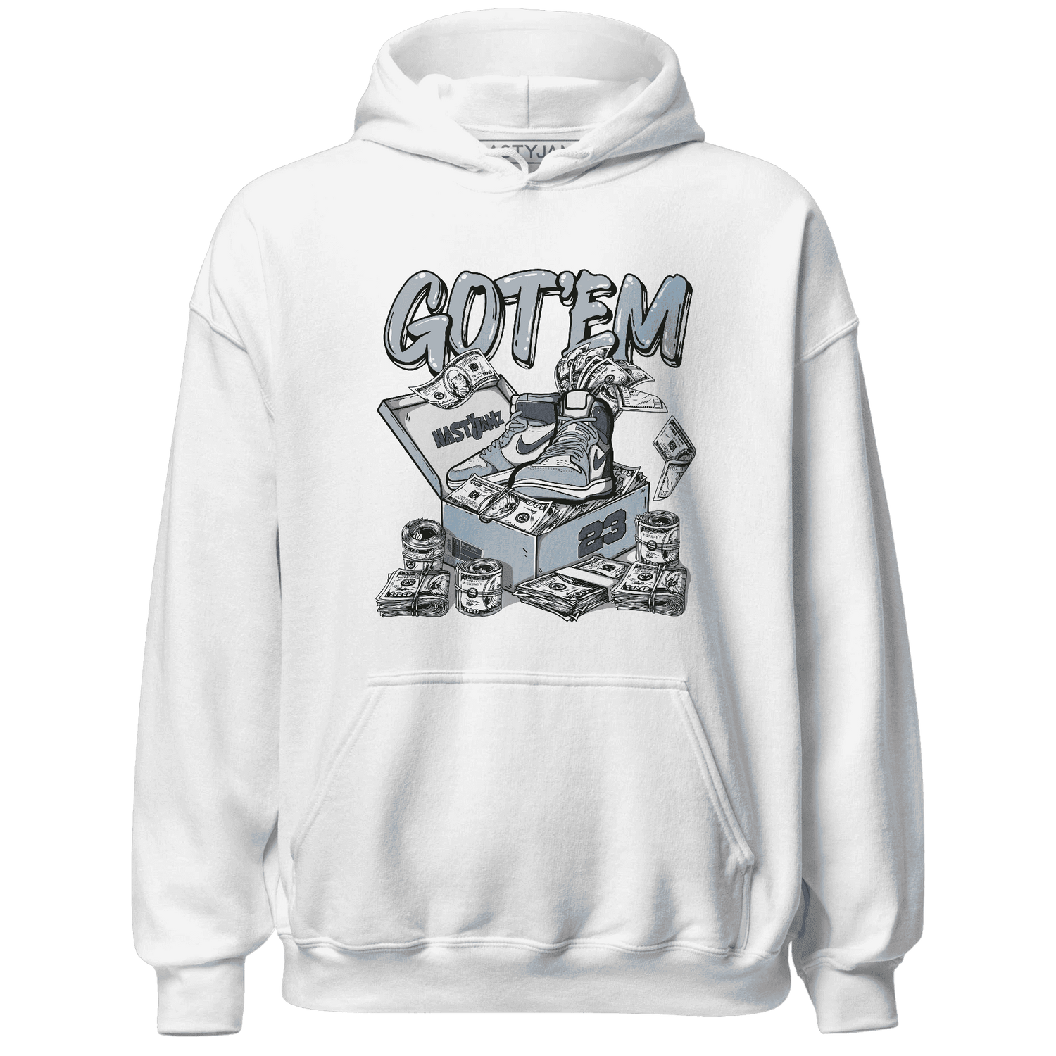 Mid Diffused Blue Grey 1s Hoodie Match Dollar Sneaker Box - NastyJamz
