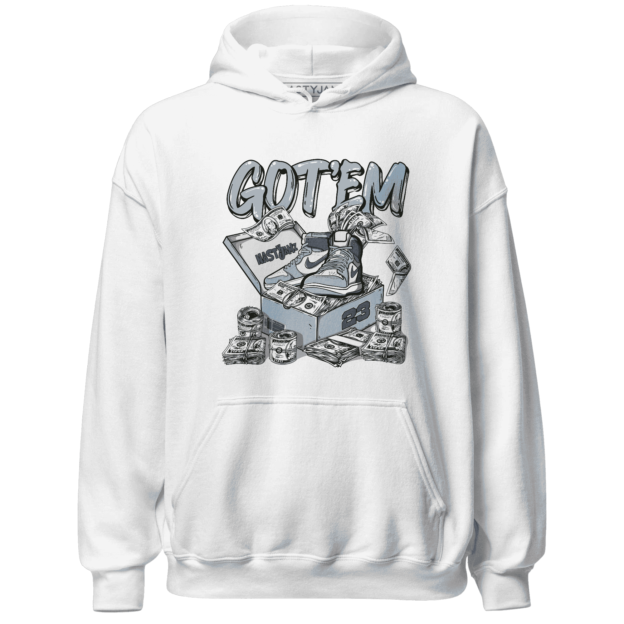 Mid Diffused Blue Grey 1s Hoodie Match Dollar Sneaker Box - NastyJamz