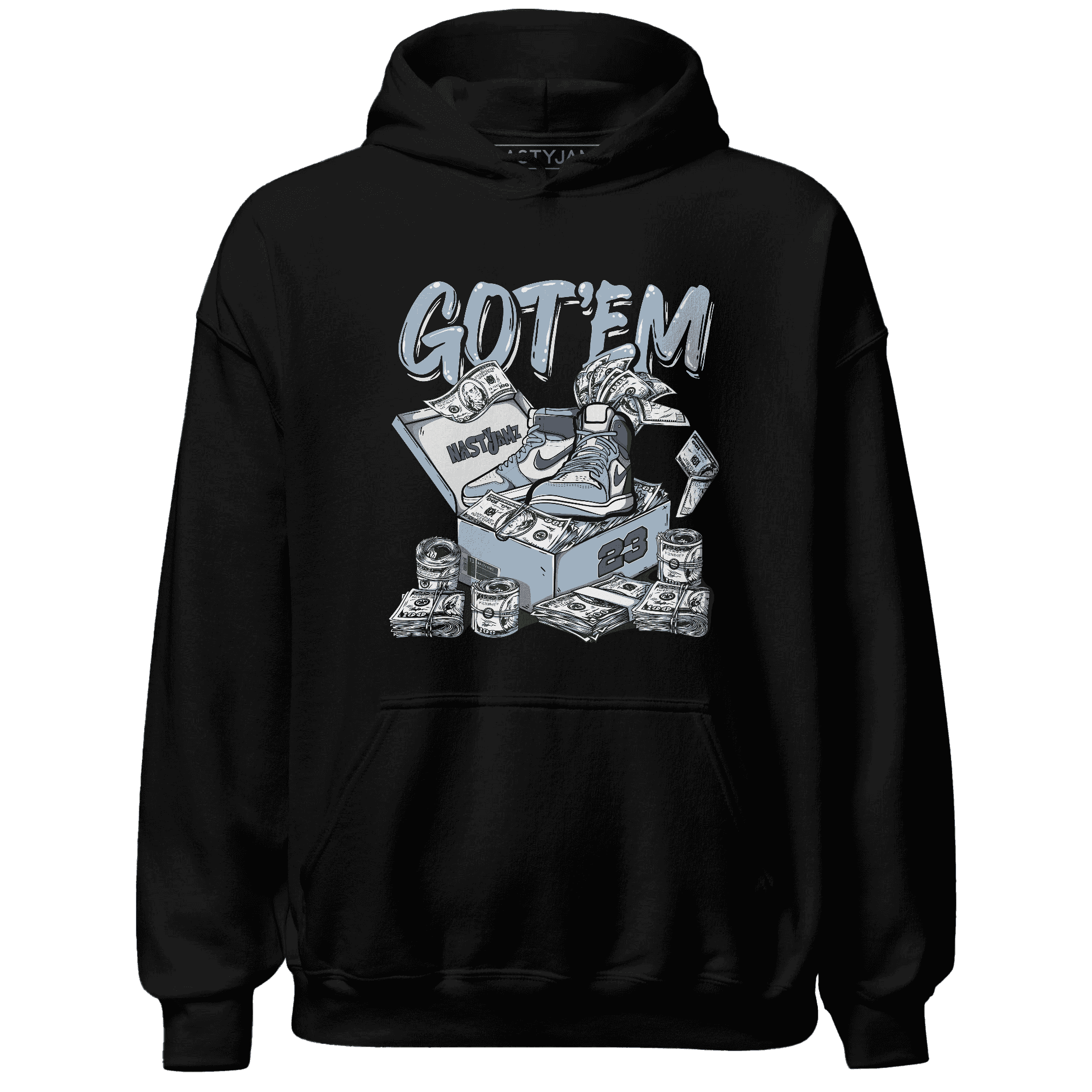 Mid Diffused Blue Grey 1s Hoodie Match Dollar Sneaker Box - NastyJamz