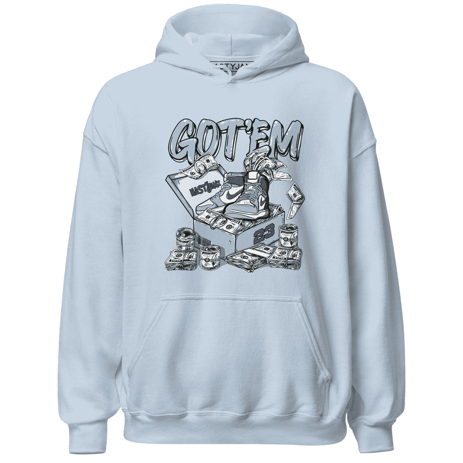 Mid Diffused Blue Grey 1s Hoodie Match Dollar Sneaker Box - NastyJamz