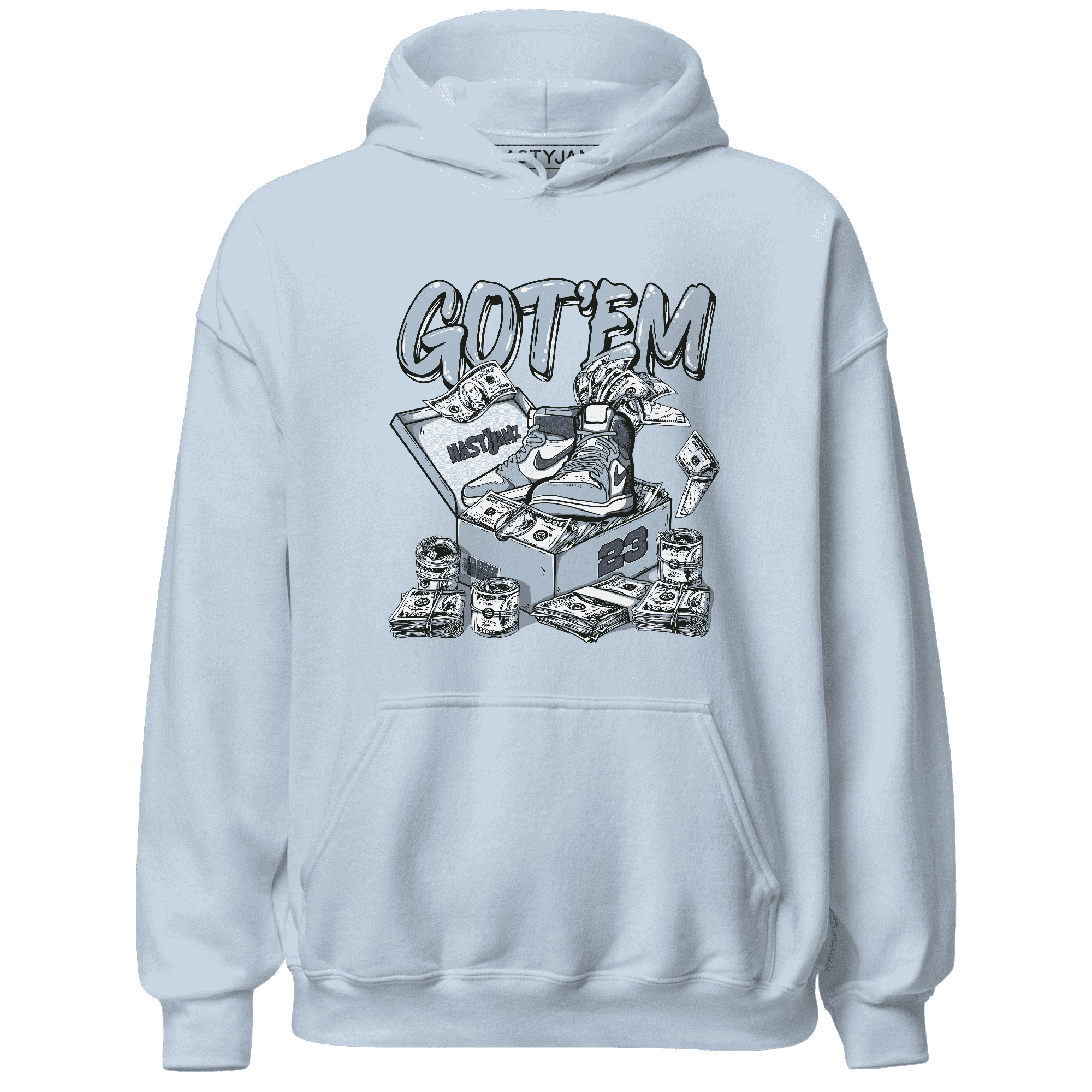 Mid Diffused Blue Grey 1s Hoodie Match Dollar Sneaker Box - NastyJamz