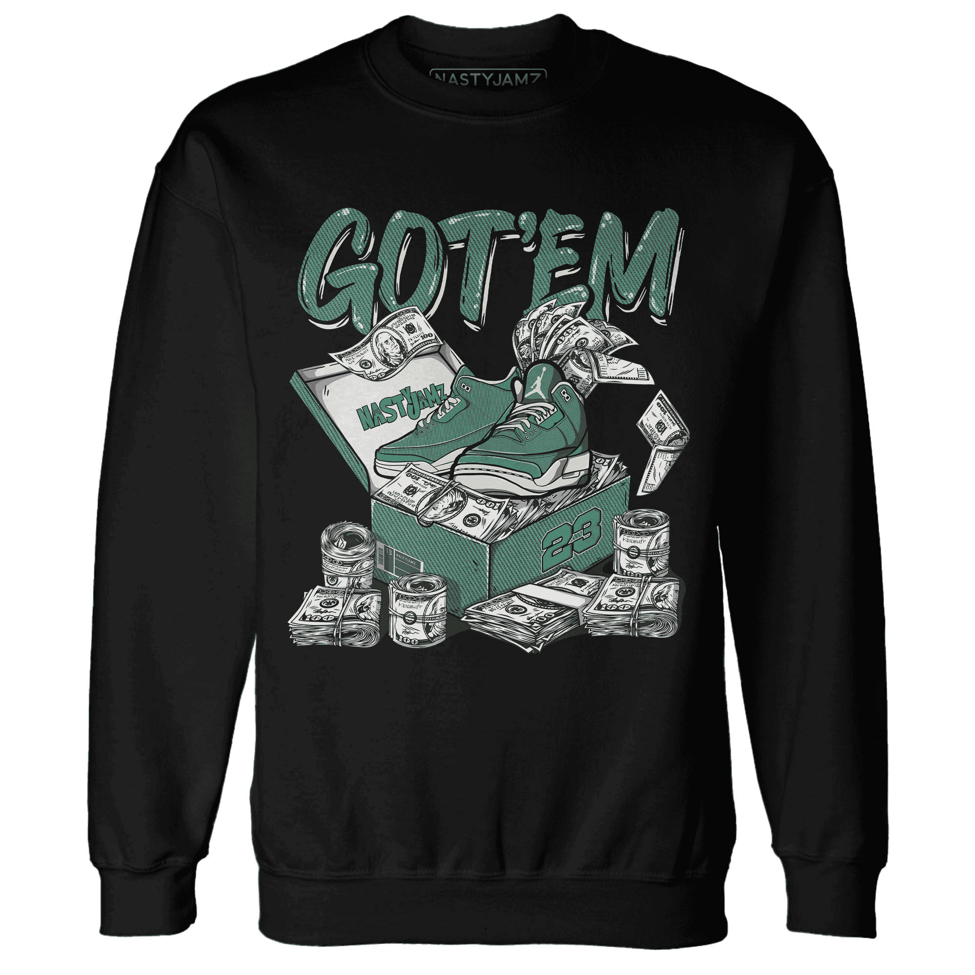 Nina CN Abney 3s Sweatshirt Match Dollar Sneaker Box - NastyJamz
