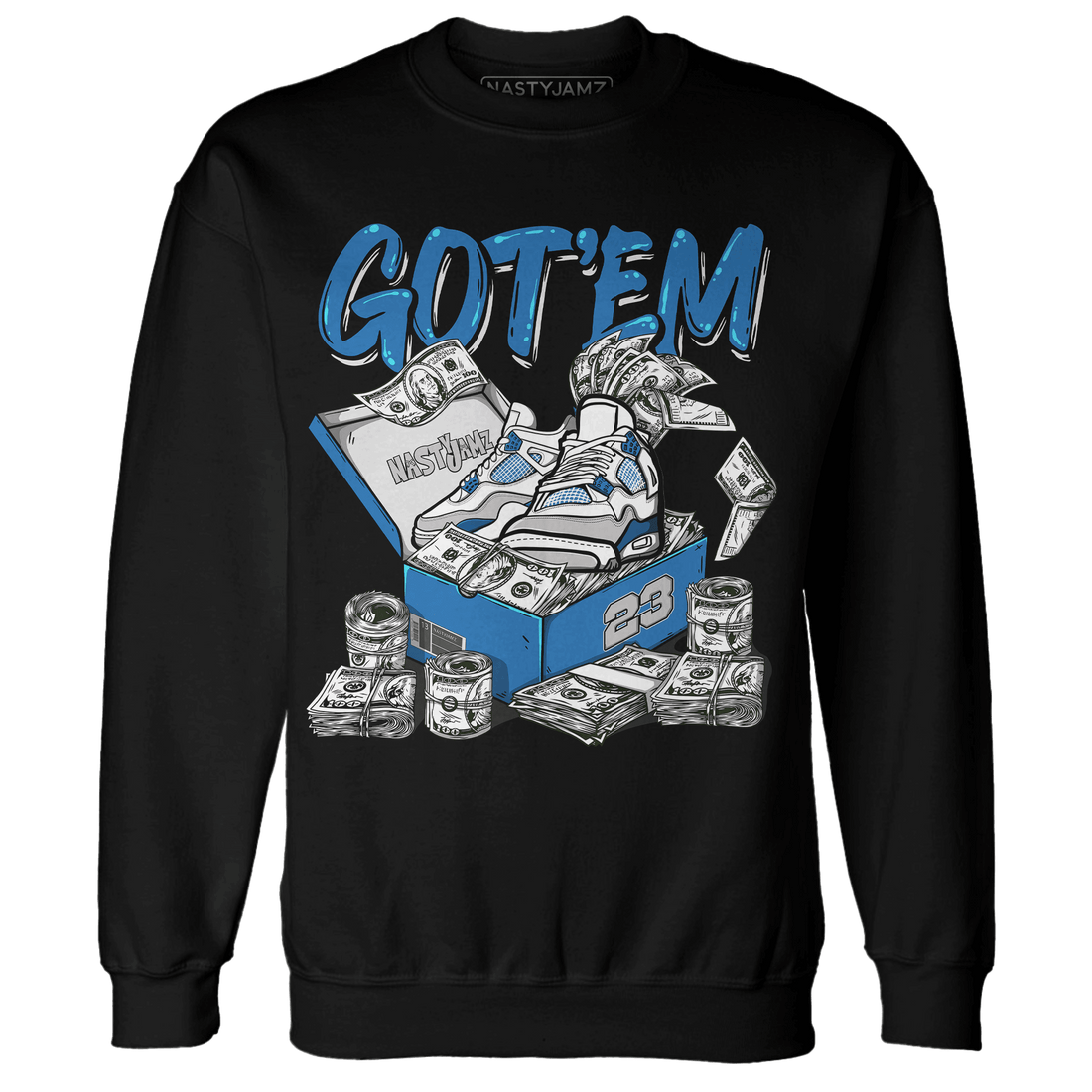 Industrial Blue 4s Sweatshirt Match Dollar Sneaker Box - NastyJamz