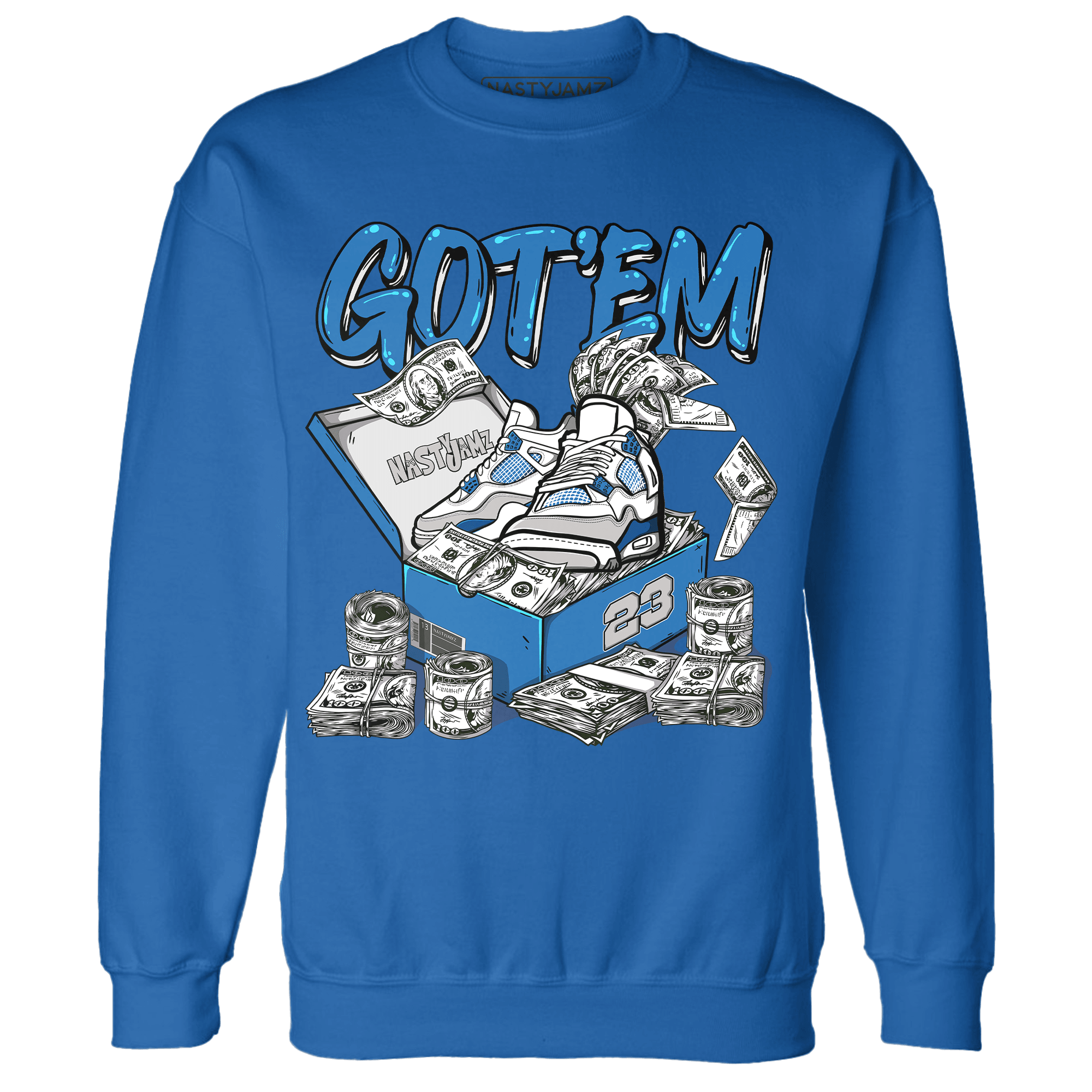 Industrial Blue 4s Sweatshirt Match Dollar Sneaker Box - NastyJamz