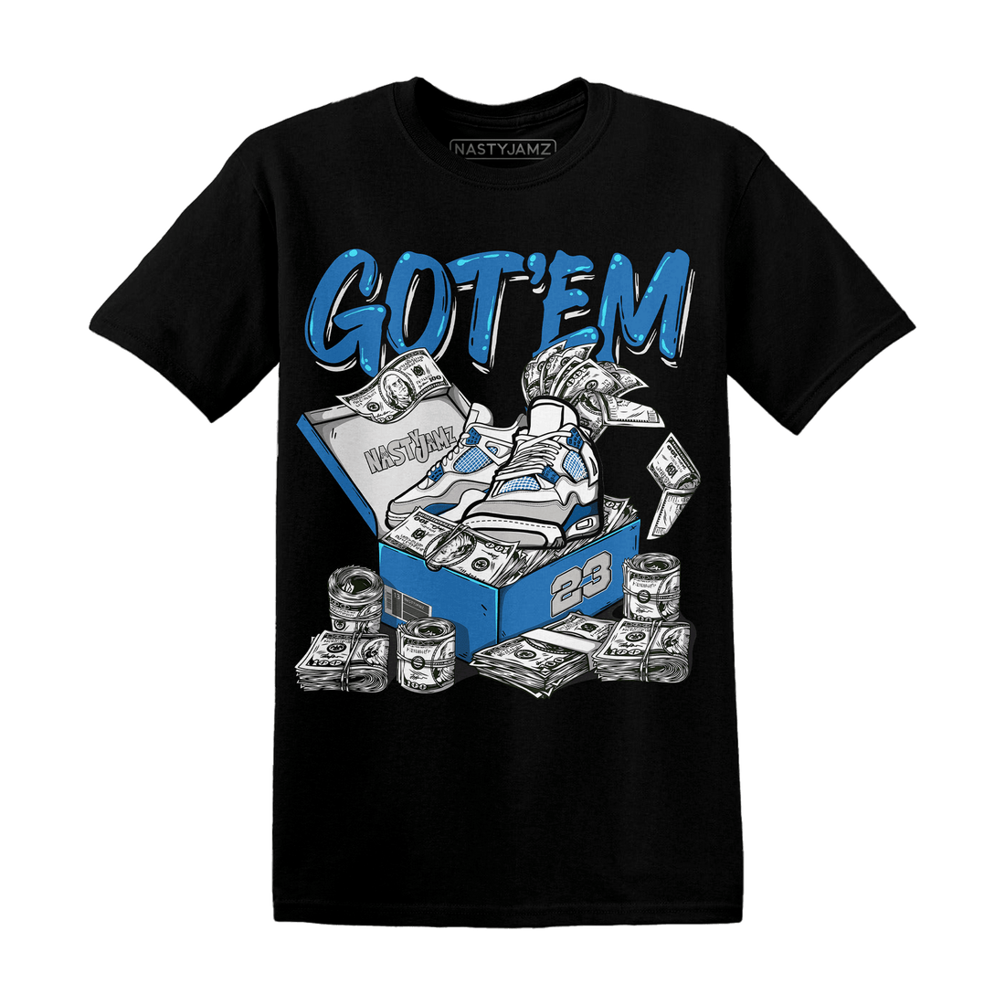 Industrial Blue 4s T Shirt Match Dollar Sneaker Box - NastyJamz