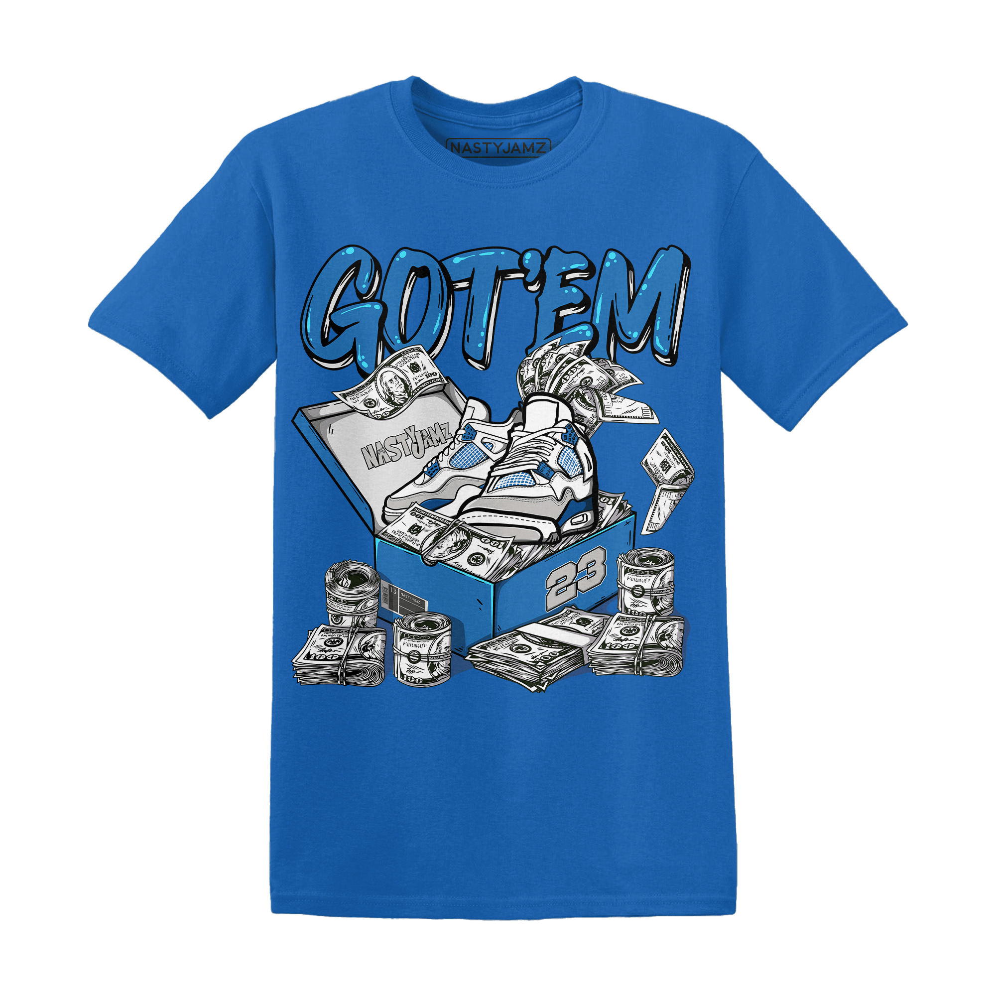 Industrial Blue 4s T Shirt Match Dollar Sneaker Box - NastyJamz