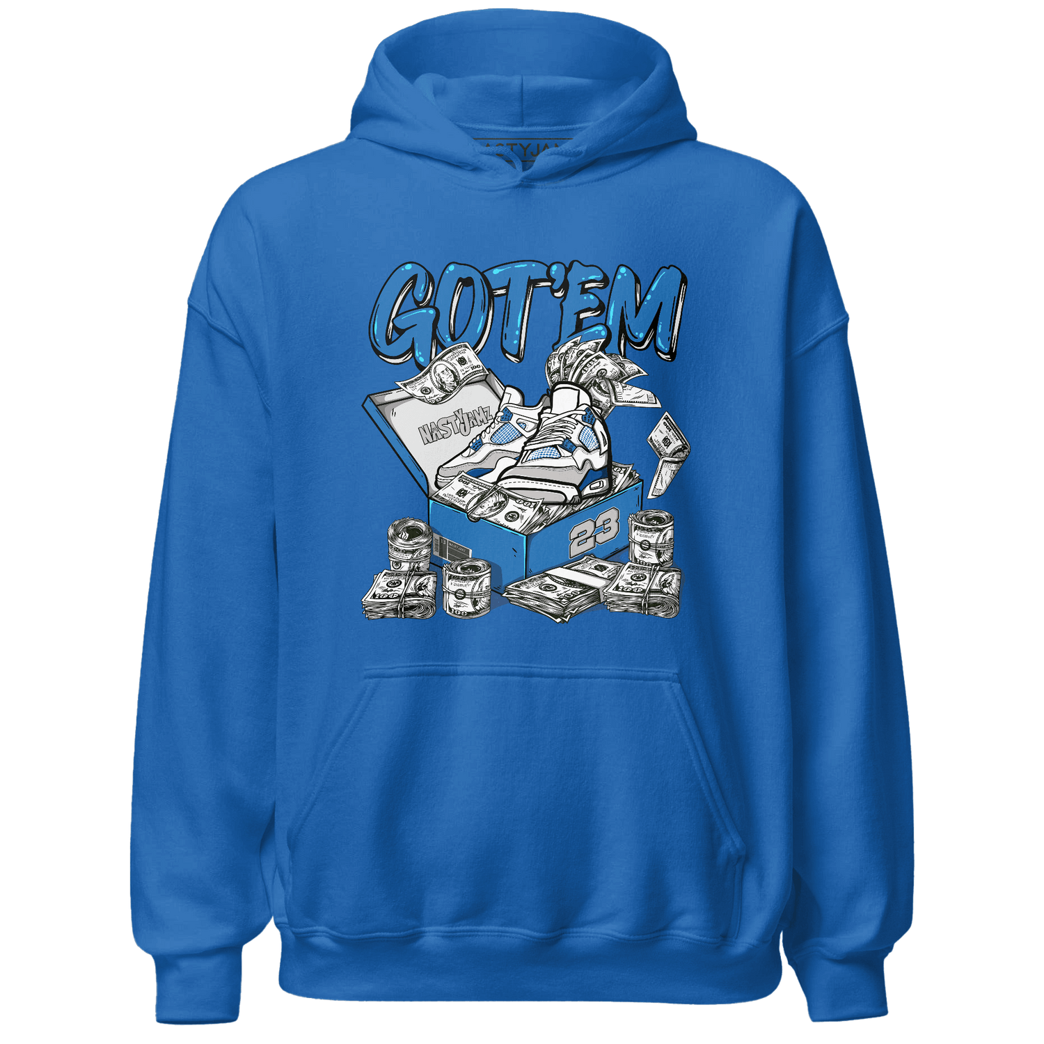 Industrial Blue 4s Hoodie Match Dollar Sneaker Box - NastyJamz