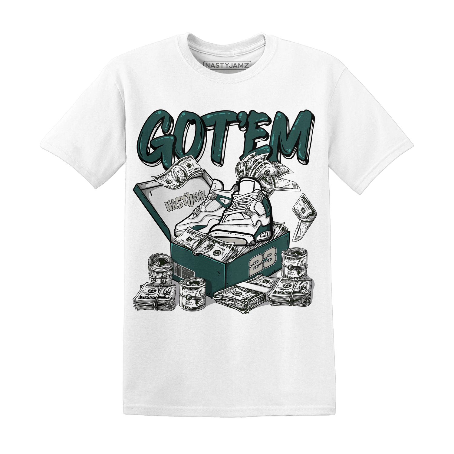 Oxidized Green 4s T Shirt Match Dollar Sneaker Box - NastyJamz