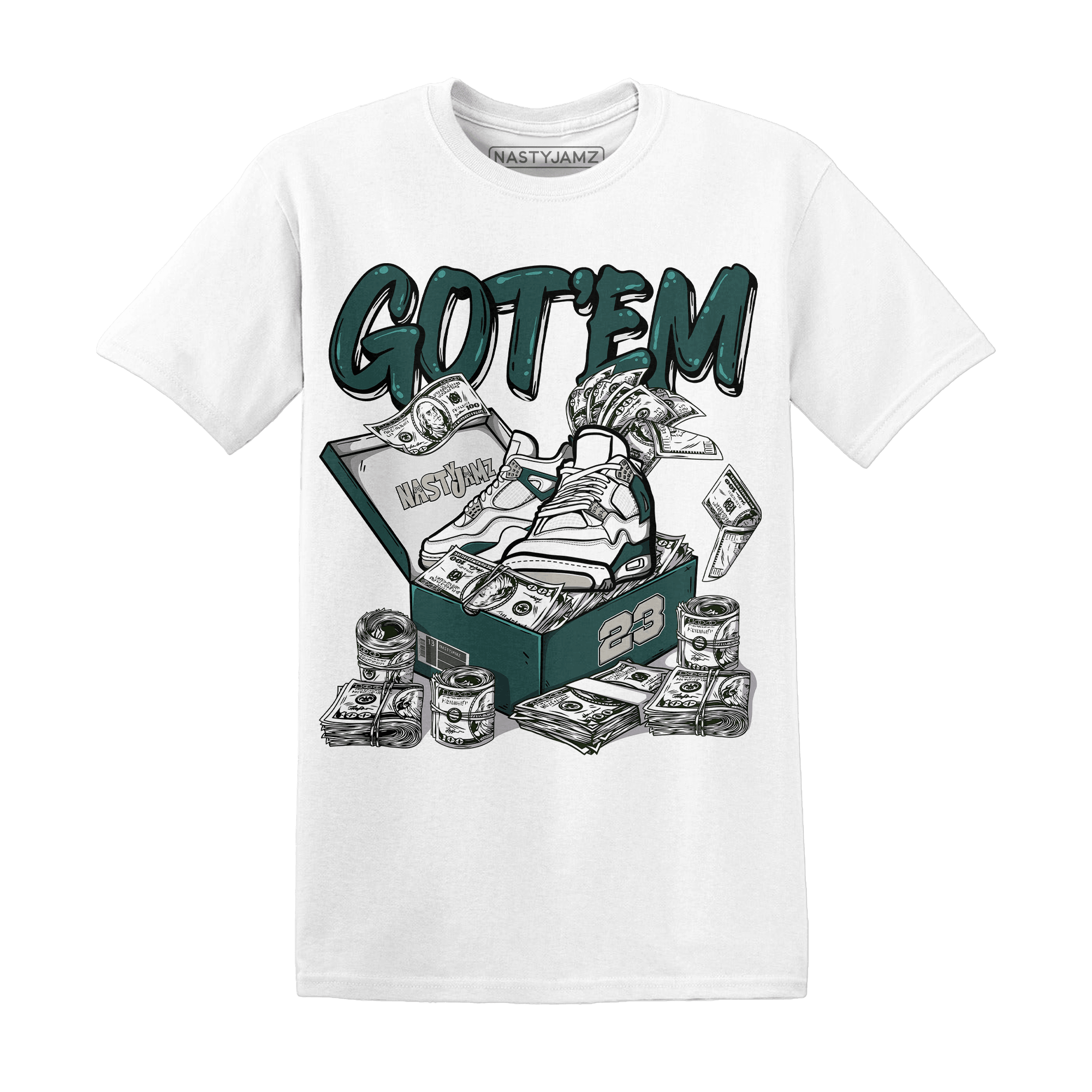 Oxidized Green 4s T Shirt Match Dollar Sneaker Box - NastyJamz
