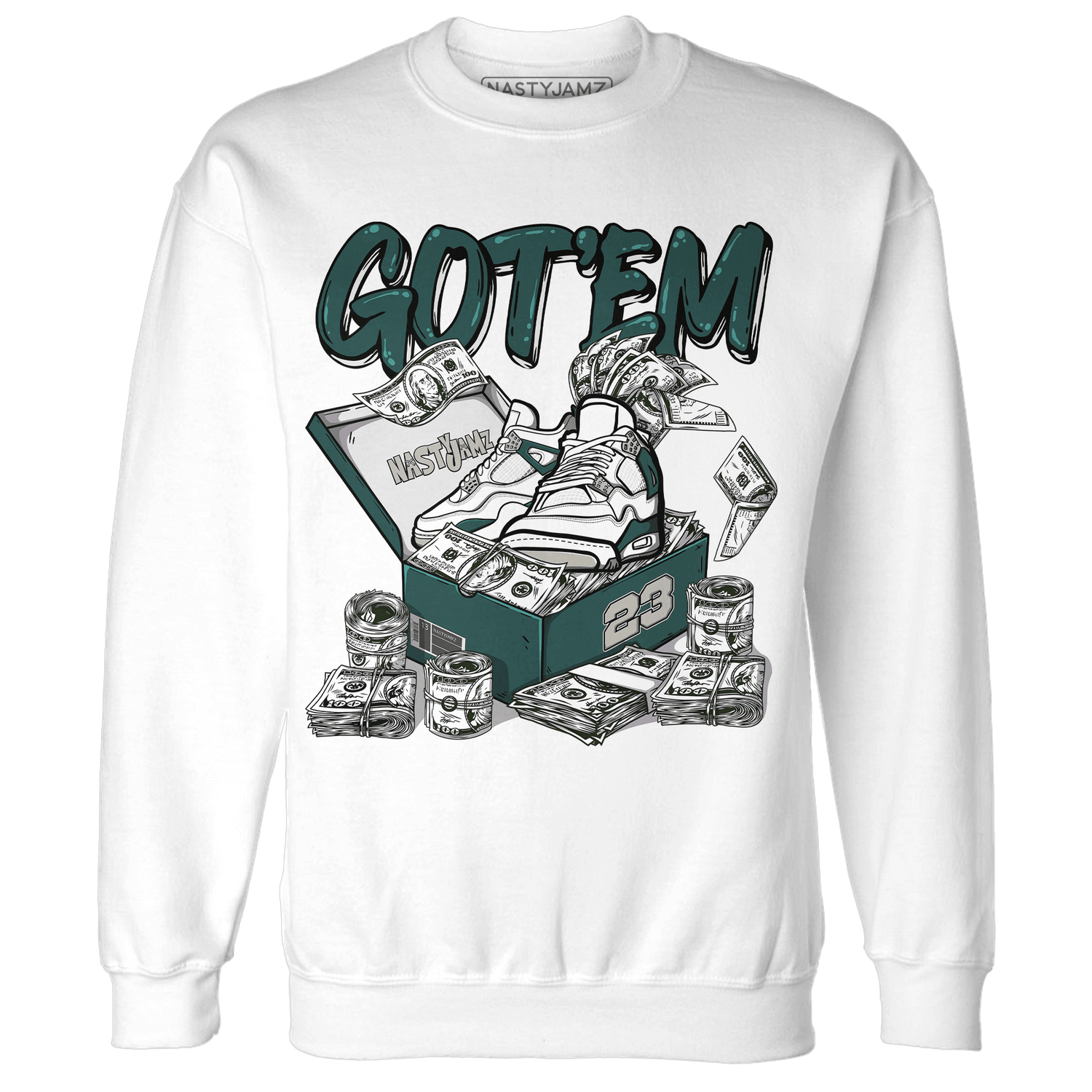 Oxidized Green 4s Sweatshirt Match Dollar Sneaker Box - NastyJamz