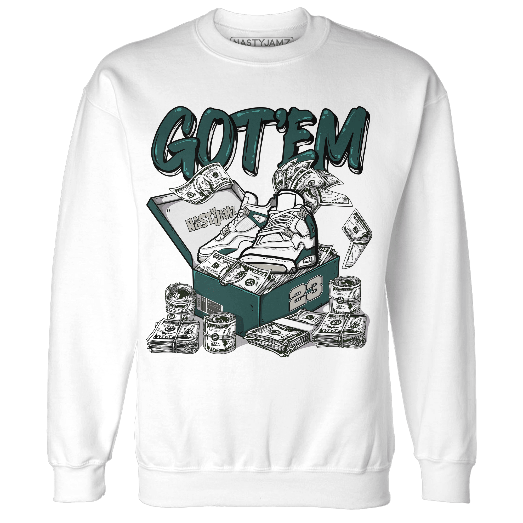Oxidized Green 4s Sweatshirt Match Dollar Sneaker Box - NastyJamz