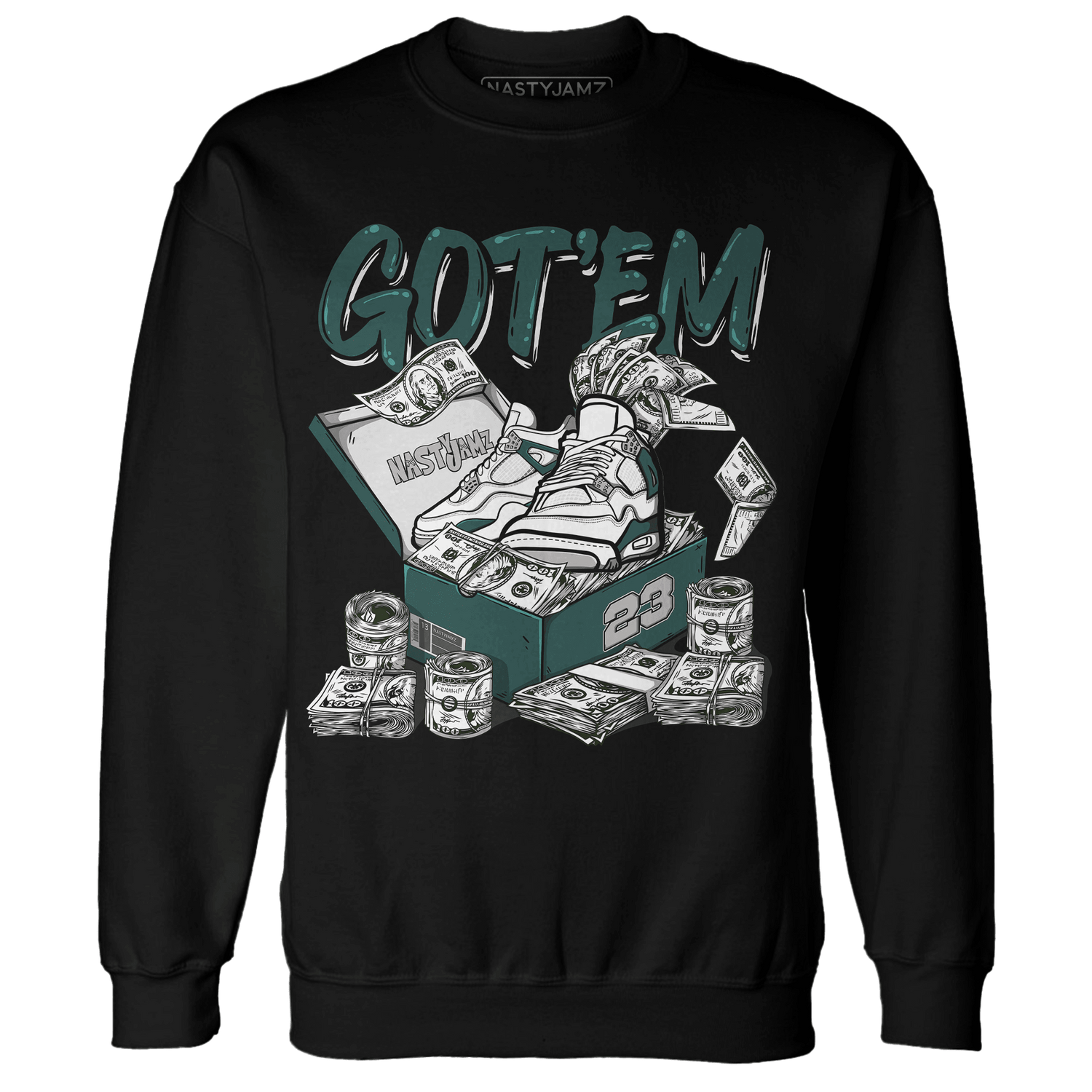 Oxidized Green 4s Sweatshirt Match Dollar Sneaker Box - NastyJamz