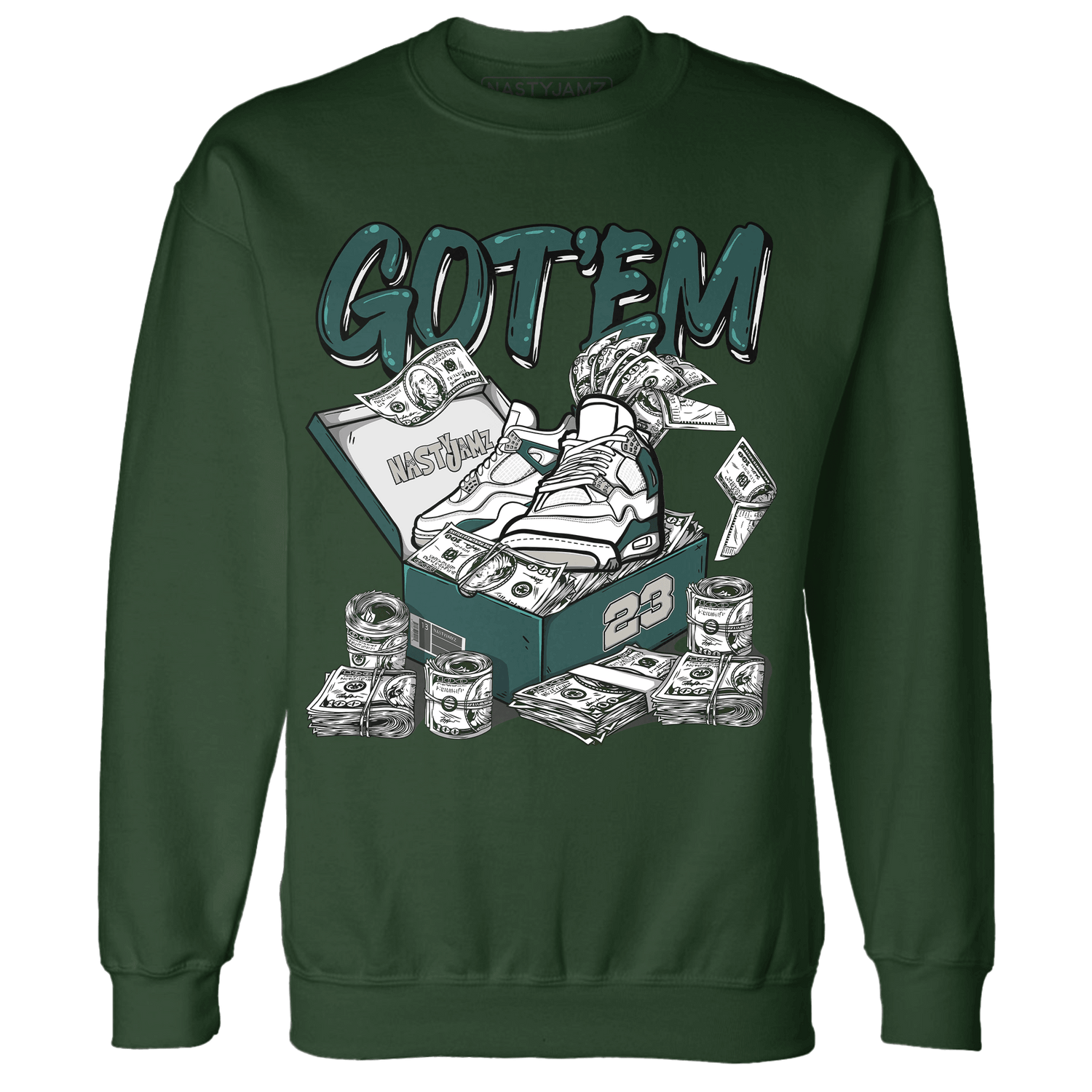 Oxidized Green 4s Sweatshirt Match Dollar Sneaker Box - NastyJamz