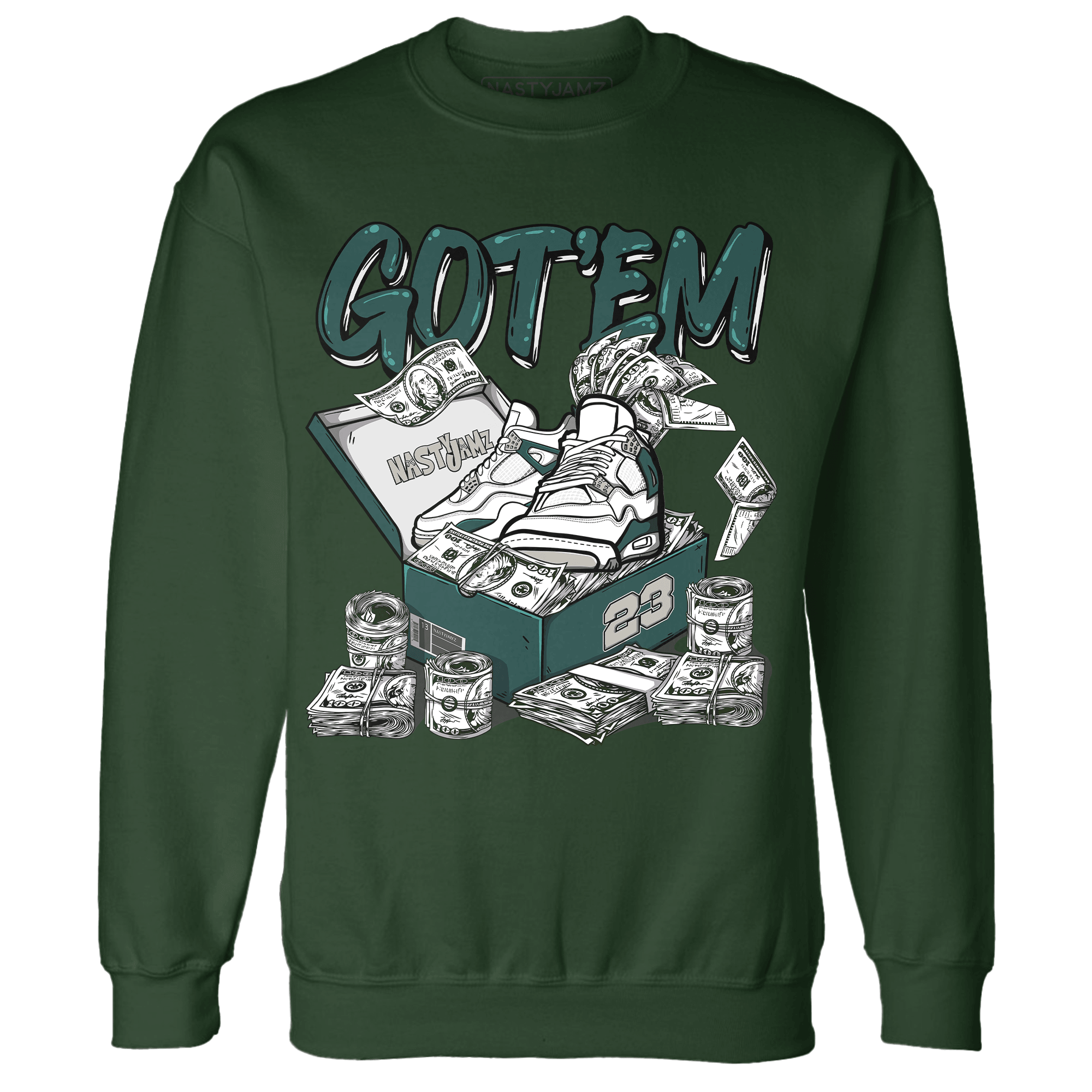Oxidized Green 4s Sweatshirt Match Dollar Sneaker Box - NastyJamz