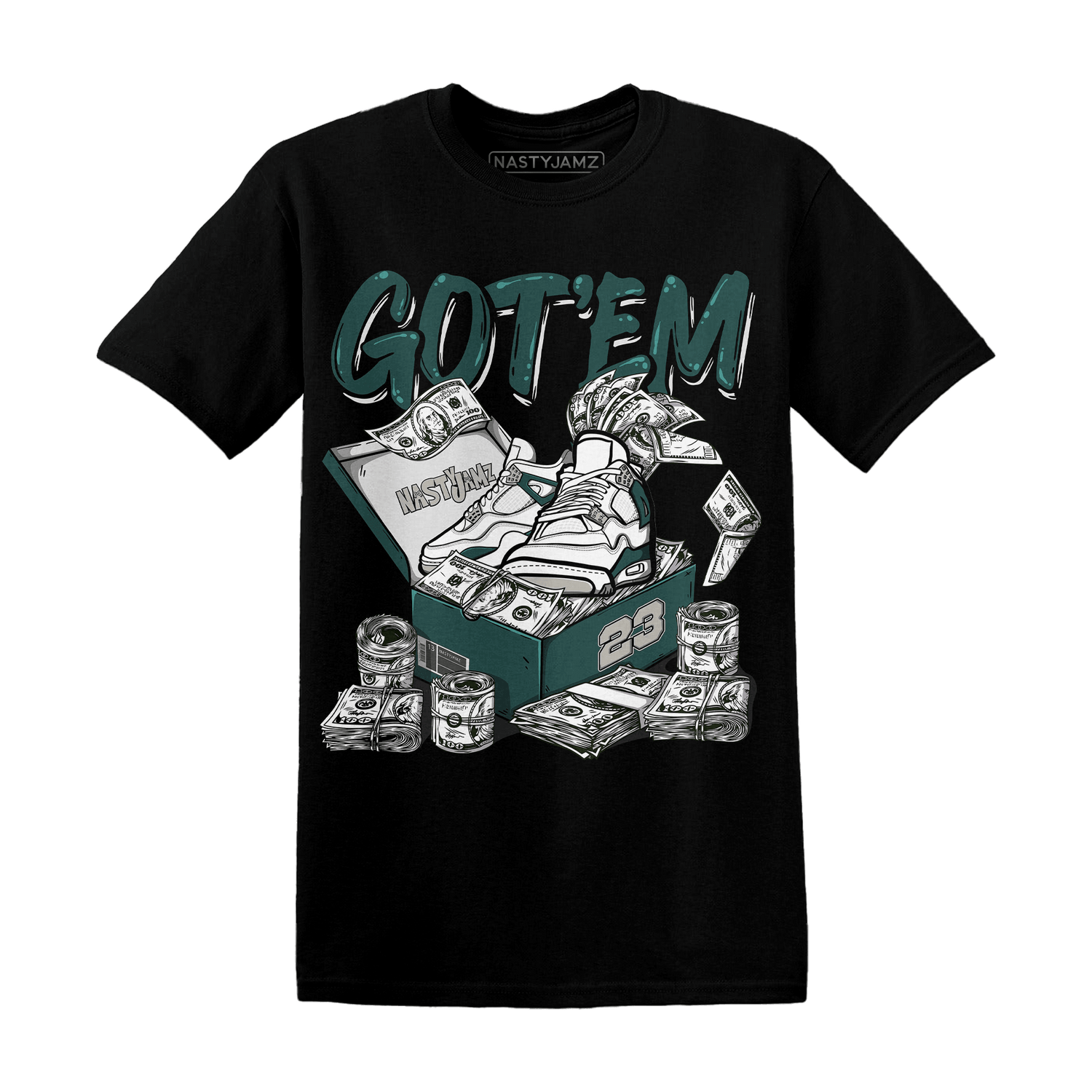 Oxidized Green 4s T Shirt Match Dollar Sneaker Box - NastyJamz