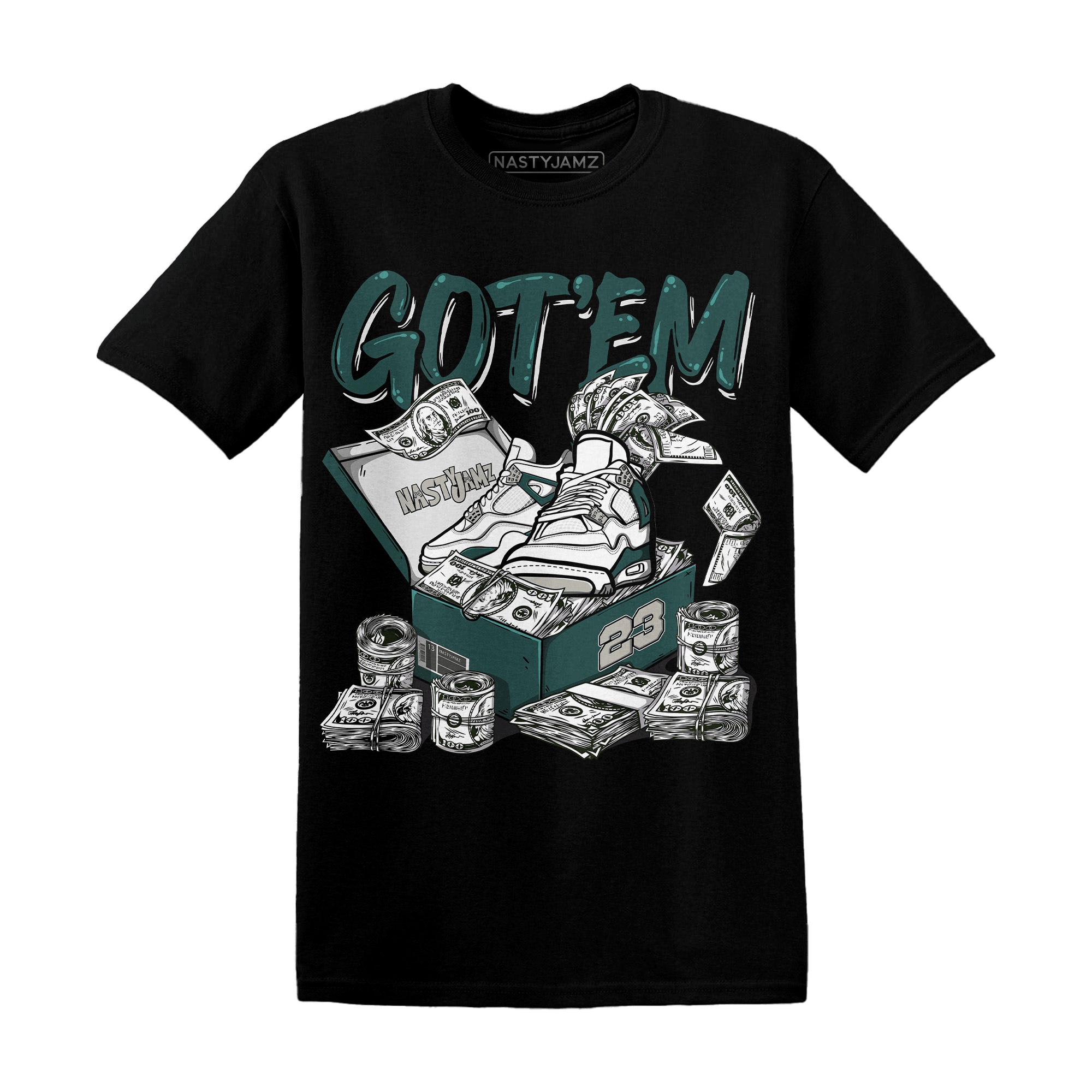 Oxidized Green 4s T Shirt Match Dollar Sneaker Box - NastyJamz