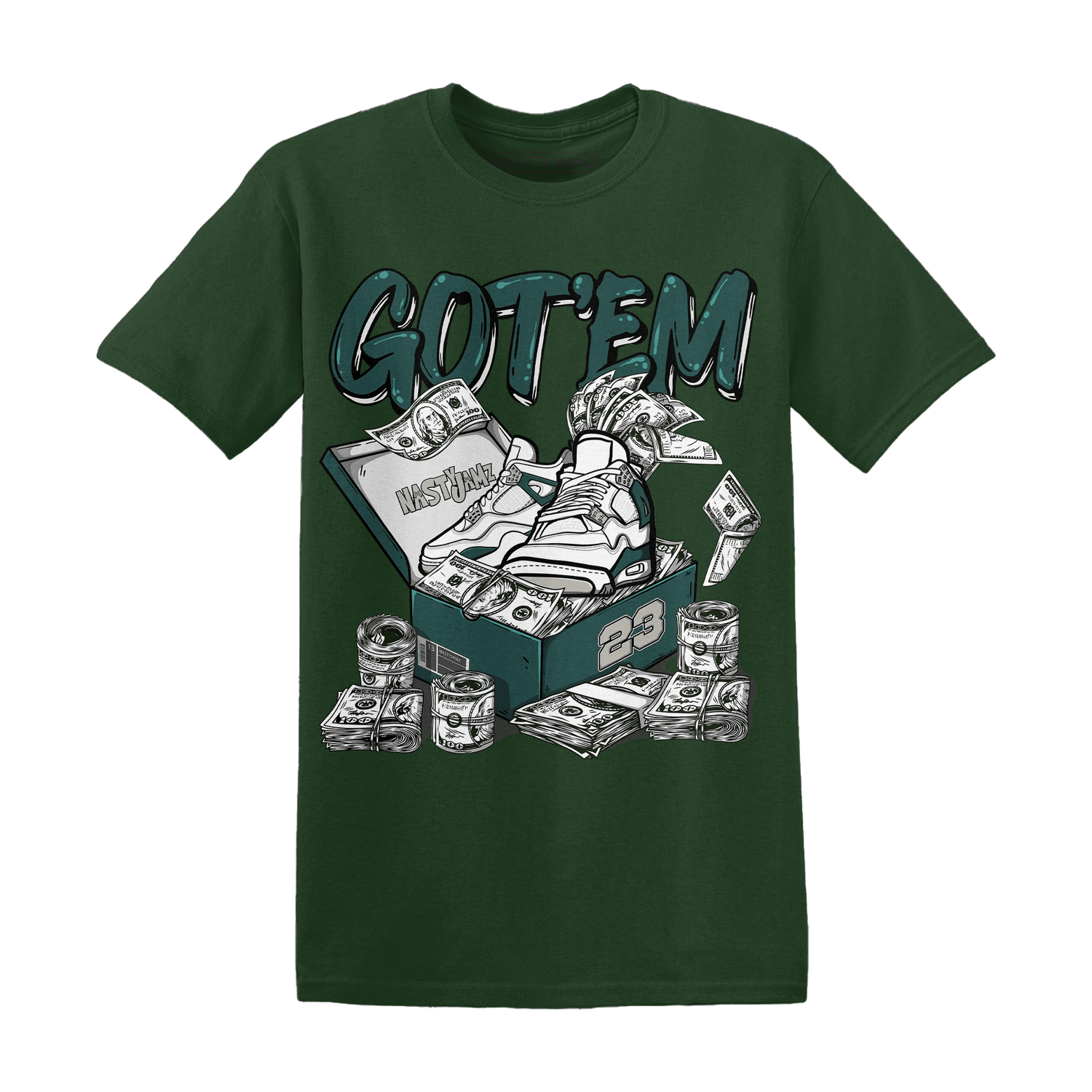 Oxidized Green 4s T Shirt Match Dollar Sneaker Box - NastyJamz