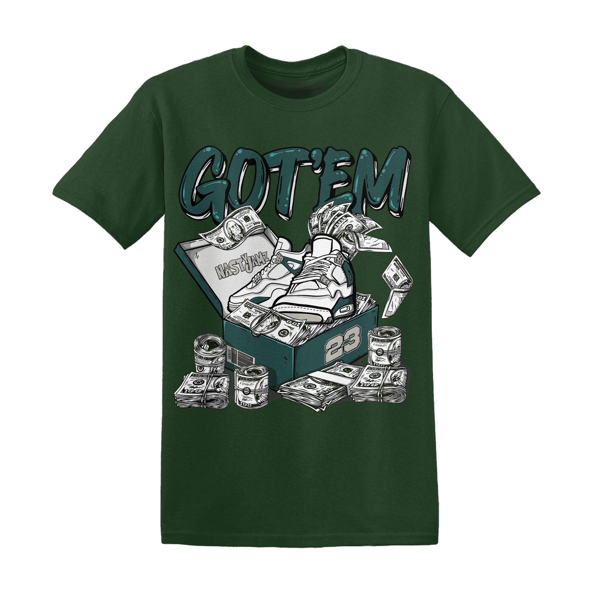 Oxidized Green 4s T Shirt Match Dollar Sneaker Box - NastyJamz
