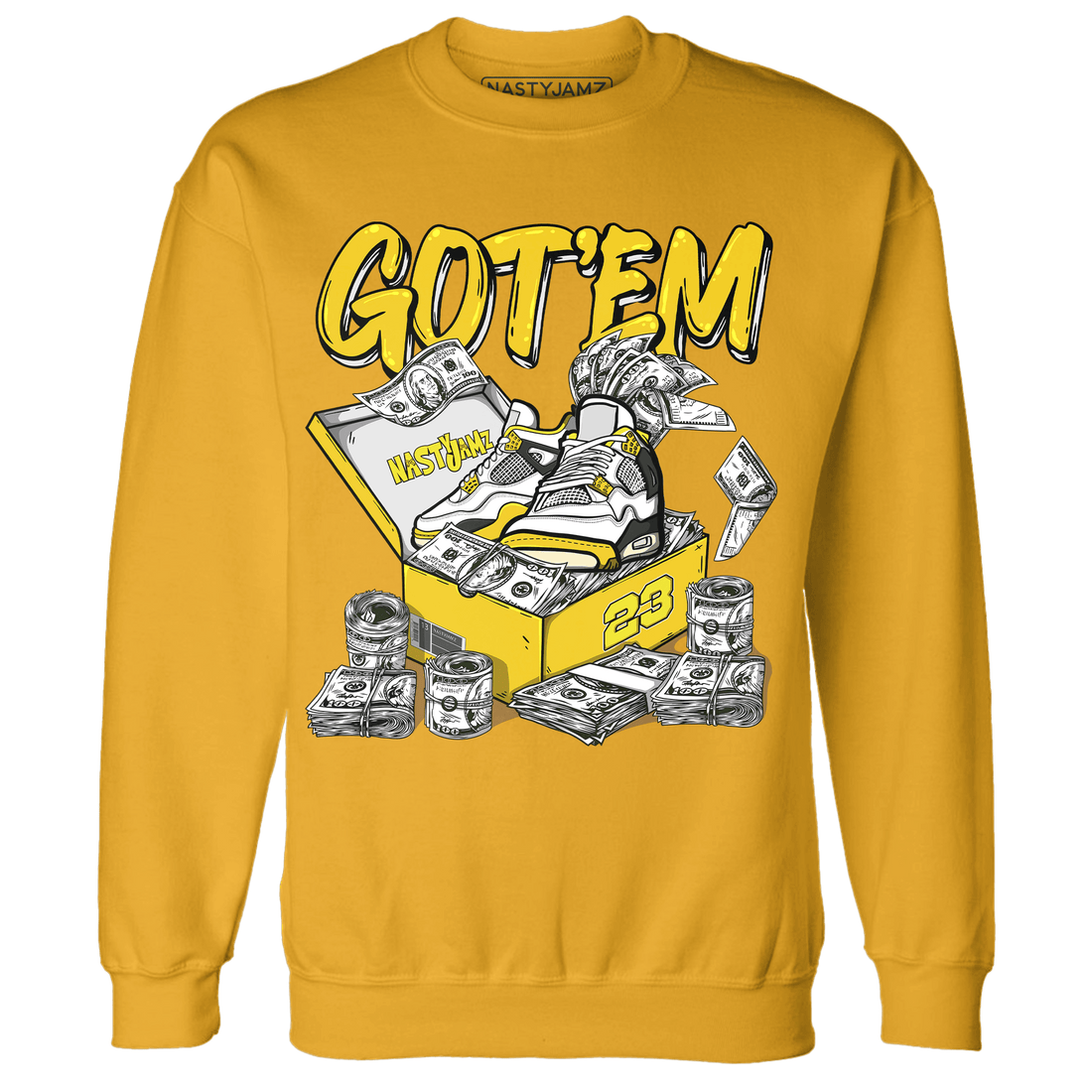 Vivid Sulfur 4s Sweatshirt Match Dollar Sneaker Box - NastyJamz