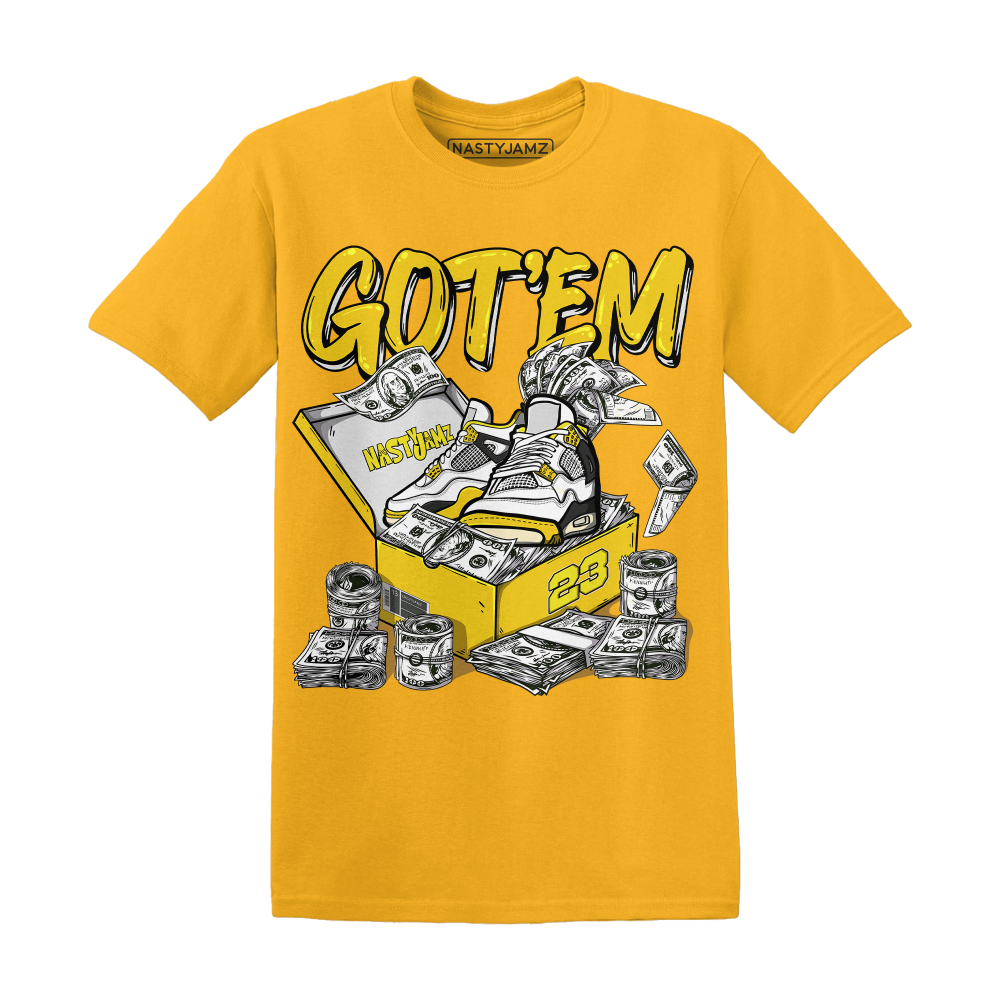 Vivid Sulfur 4s T Shirt Match Dollar Sneaker Box - NastyJamz