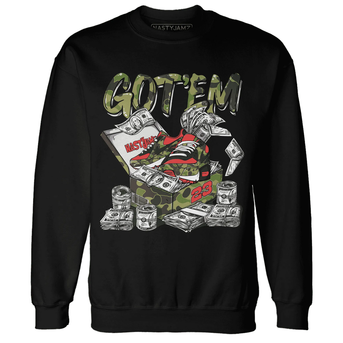 AM-90-Dark-Sage-Solar-Red-NastyJamz-Sweatshirt-Match-Dollar-Sneaker-Box