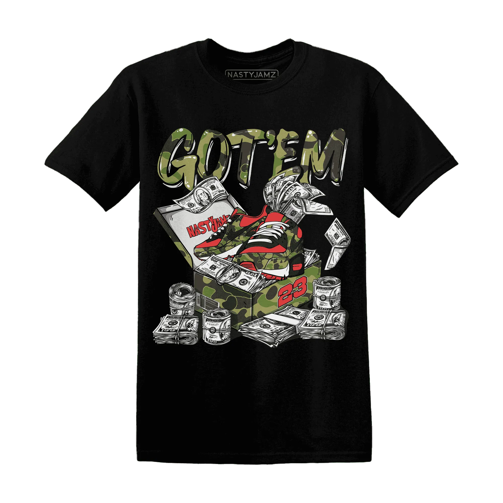 AM-90-Dark-Sage-Solar-Red-NastyJamz-T-Shirt-Match-Dollar-Sneaker-Box