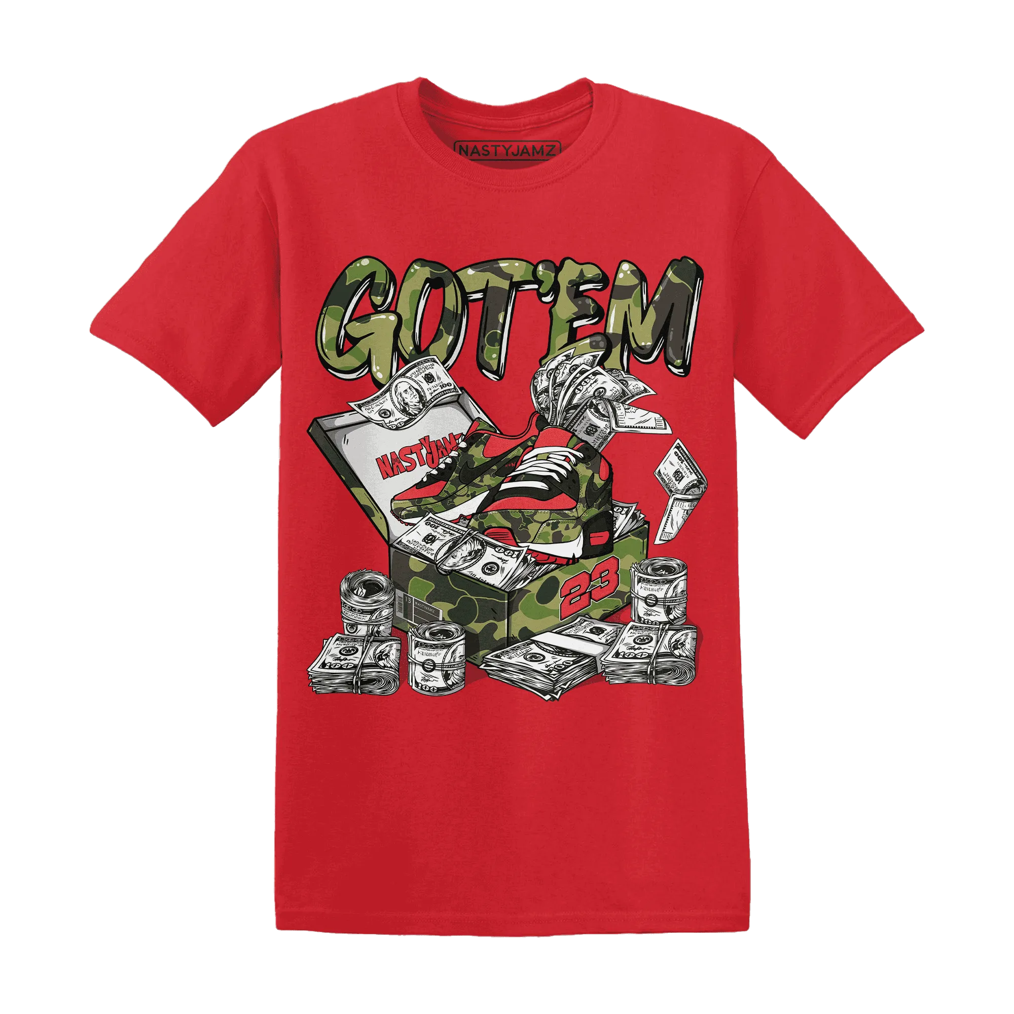 AM-90-Dark-Sage-Solar-Red-NastyJamz-T-Shirt-Match-Dollar-Sneaker-Box