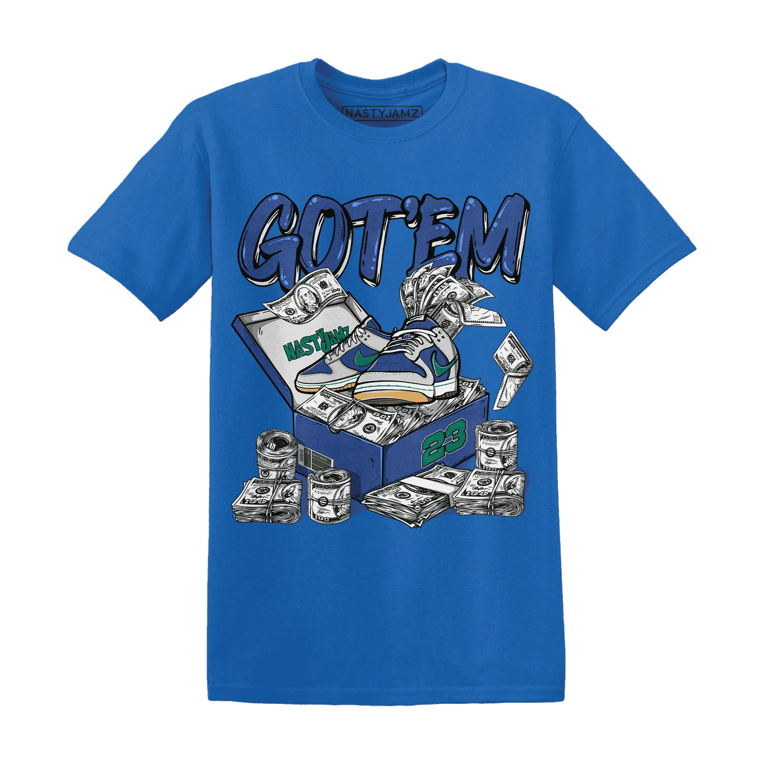 Dunk-Hyper-Royal-Malachite-NastyJamz-T-Shirt-Match-Dollar-Sneaker-Box