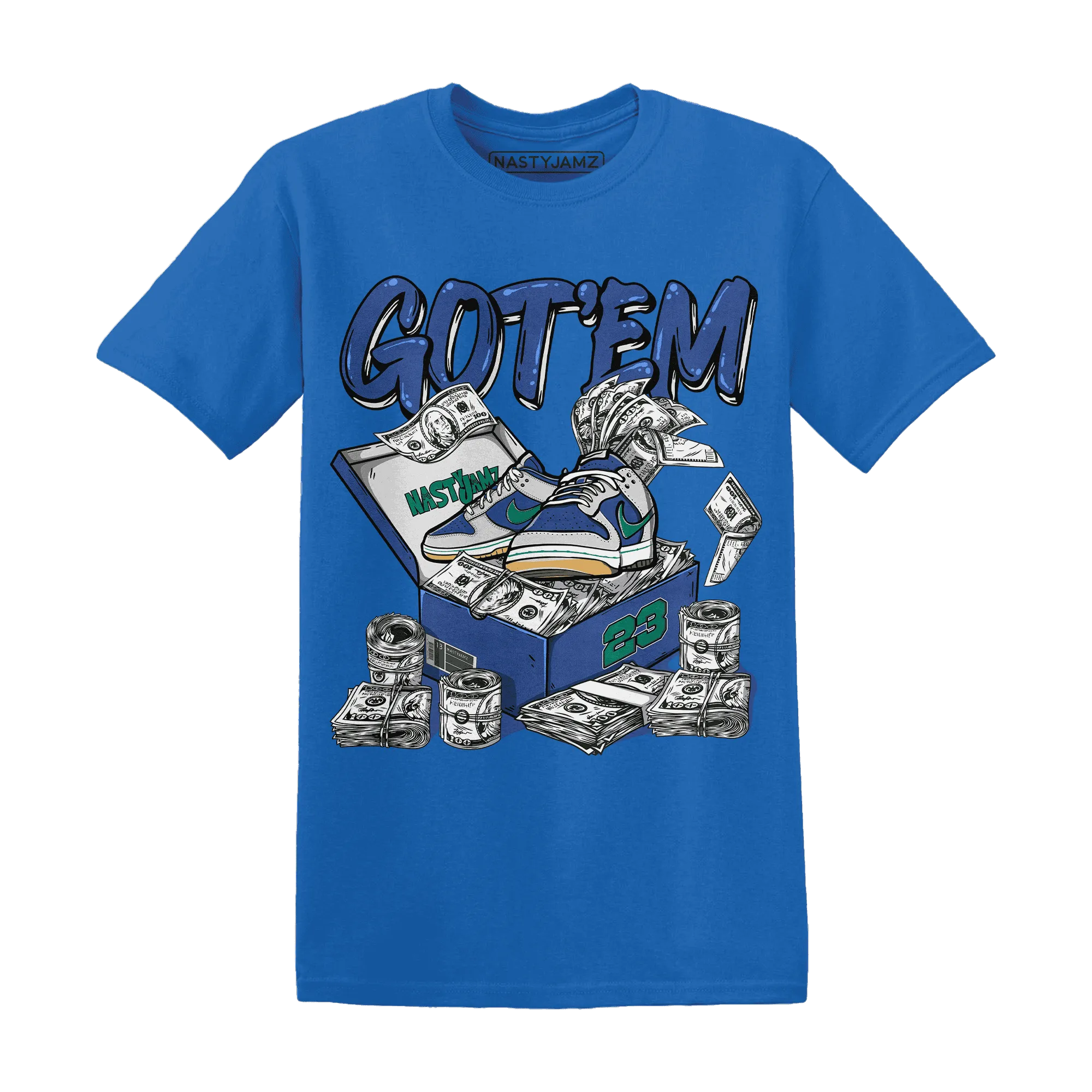 Dunk-Hyper-Royal-Malachite-NastyJamz-T-Shirt-Match-Dollar-Sneaker-Box