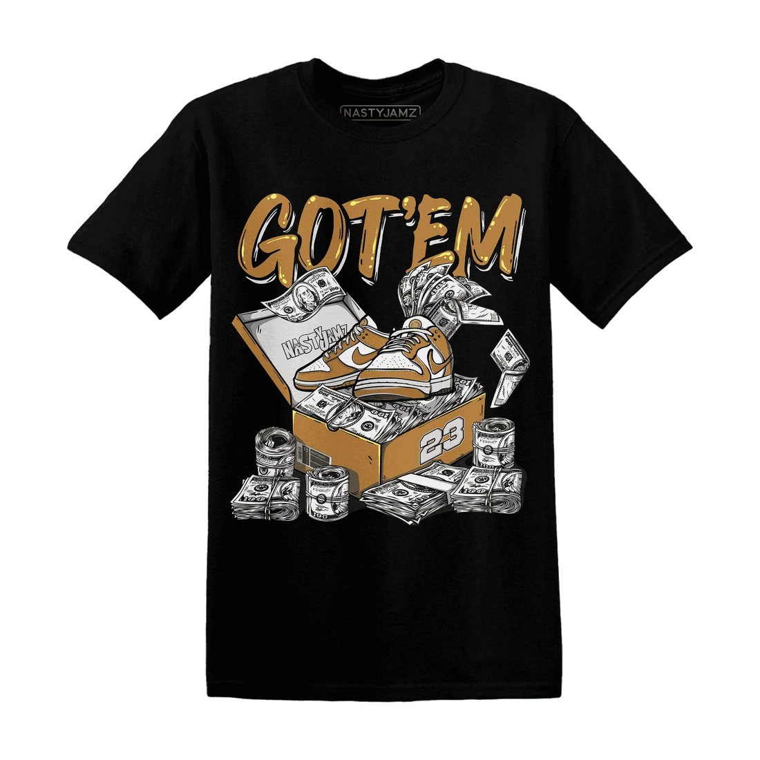 Dunk-Low-Retro-Wheat-Orange-NastyJamz-T-Shirt-Match-Dollar-Sneaker-Box