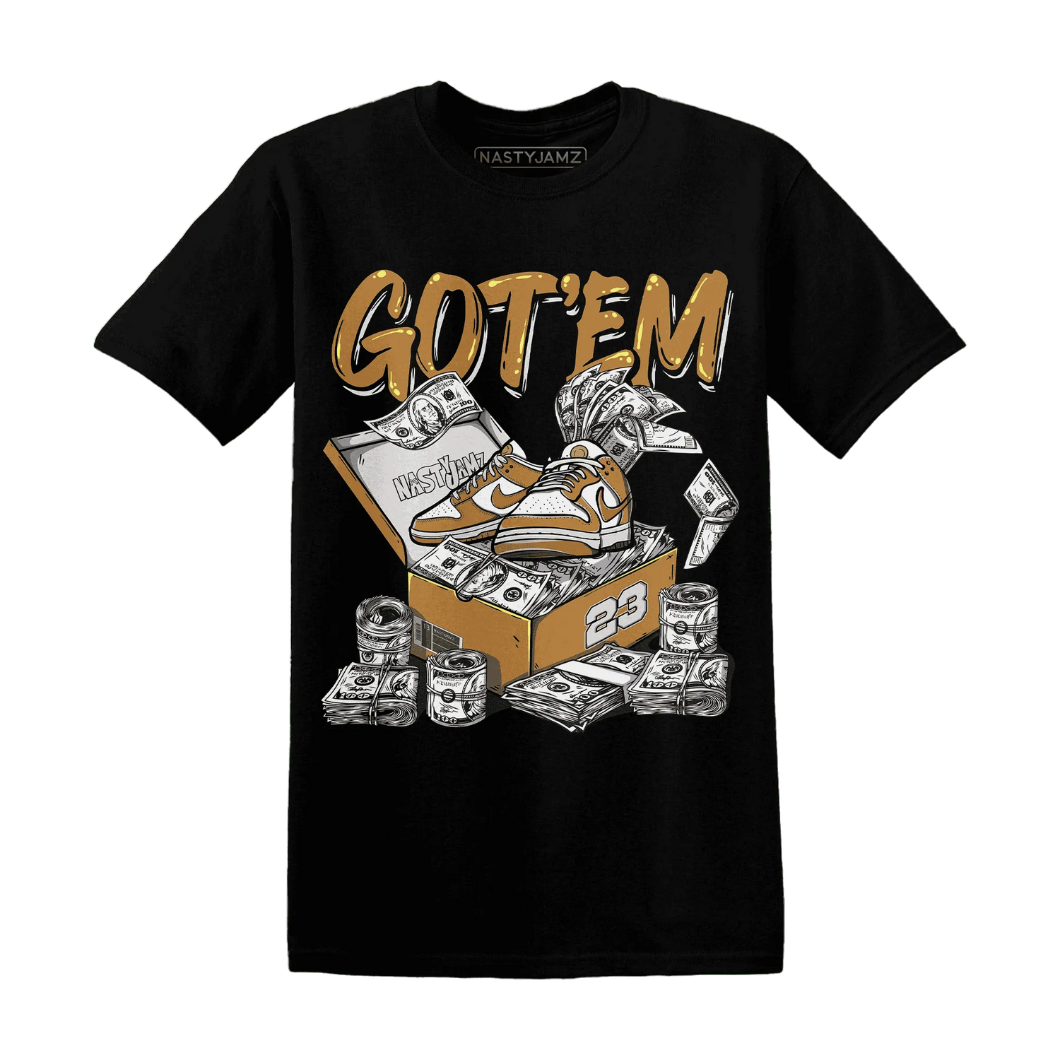 Dunk-Low-Retro-Wheat-Orange-NastyJamz-T-Shirt-Match-Dollar-Sneaker-Box