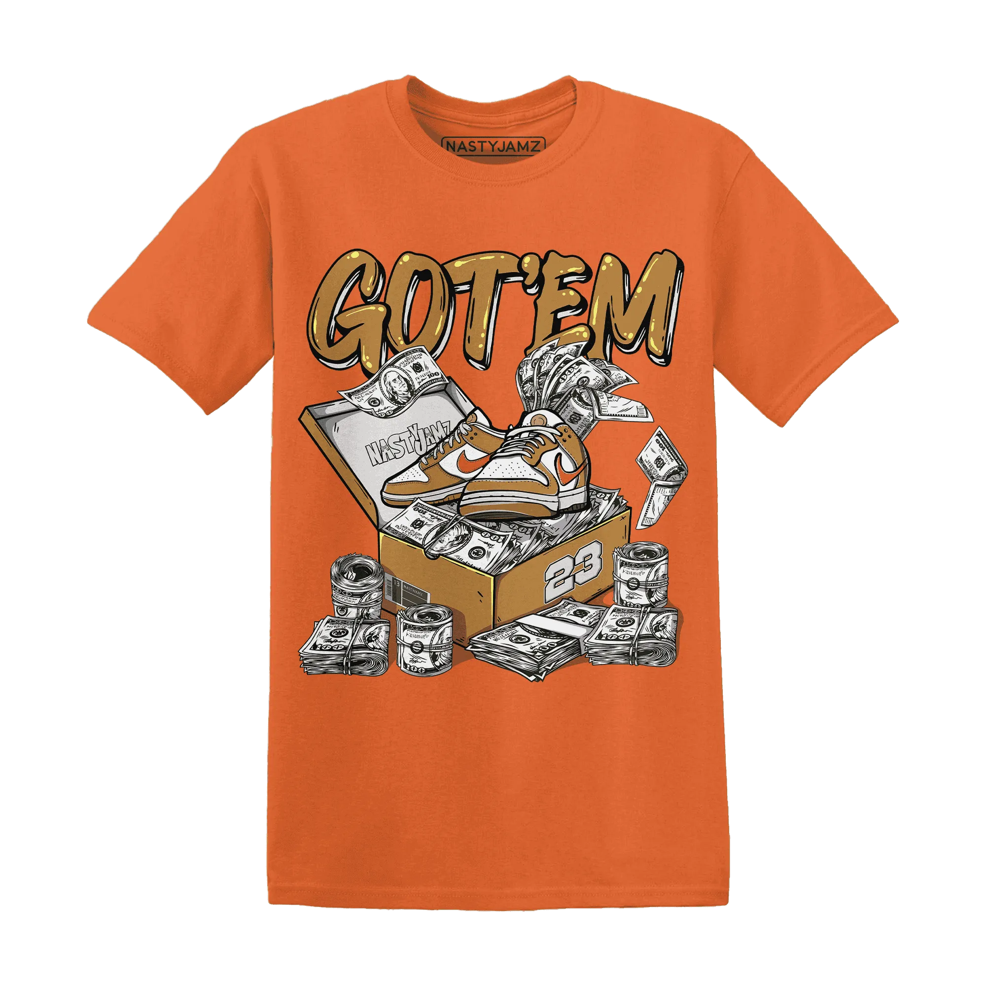 Dunk-Low-Retro-Wheat-Orange-NastyJamz-T-Shirt-Match-Dollar-Sneaker-Box