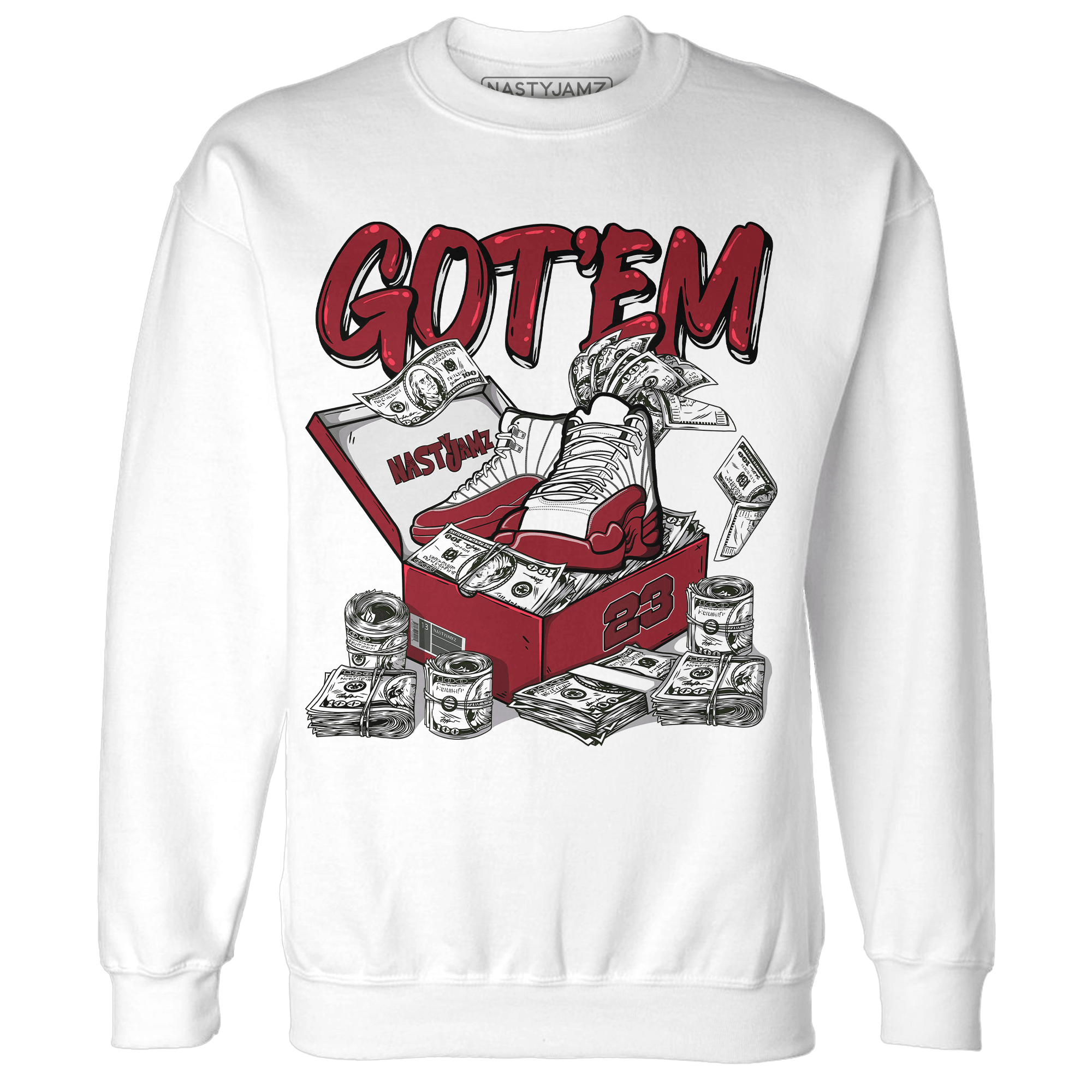 Cherry 12s Sweatshirt Match Dollar Sneaker Box - NastyJamz