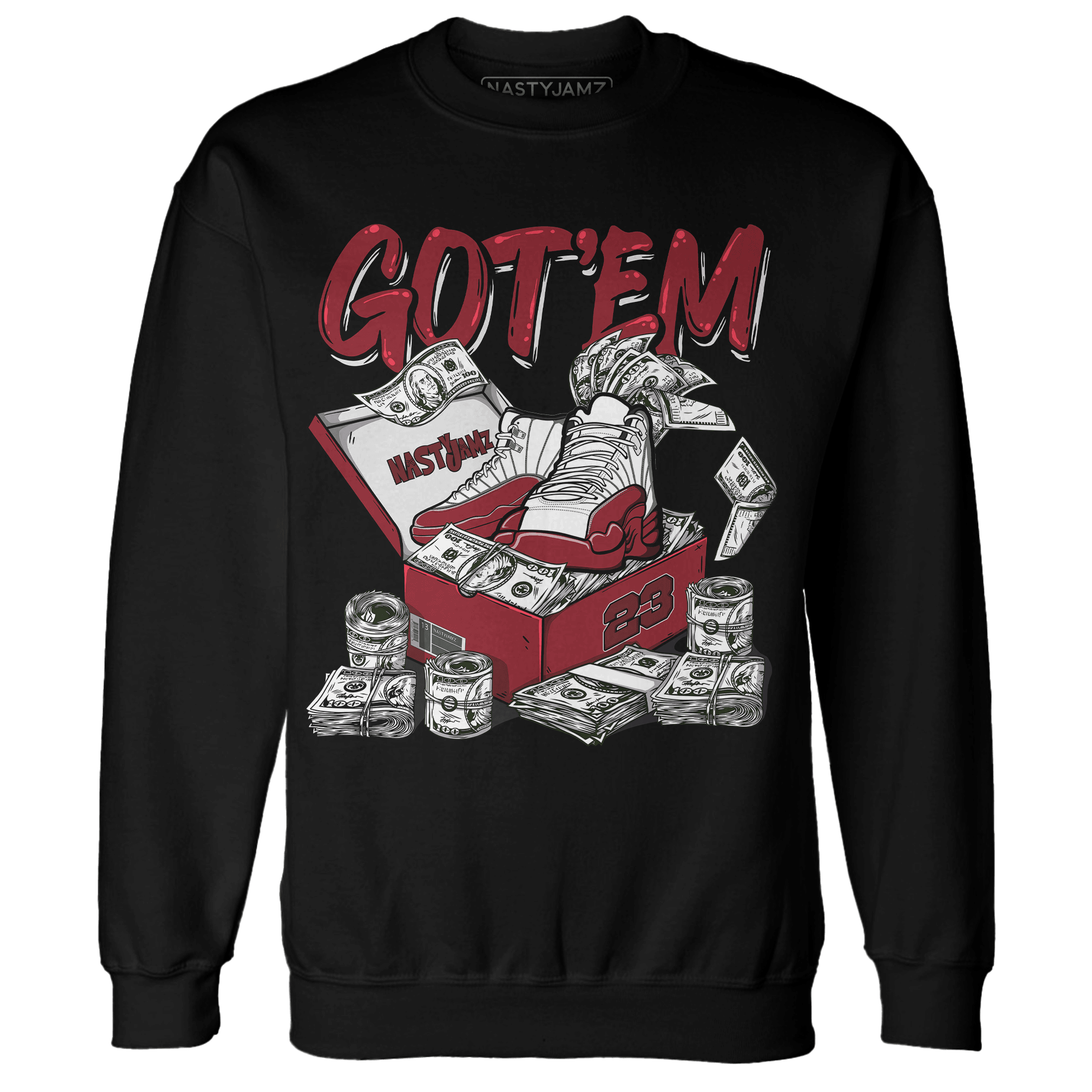 Cherry 12s Sweatshirt Match Dollar Sneaker Box - NastyJamz