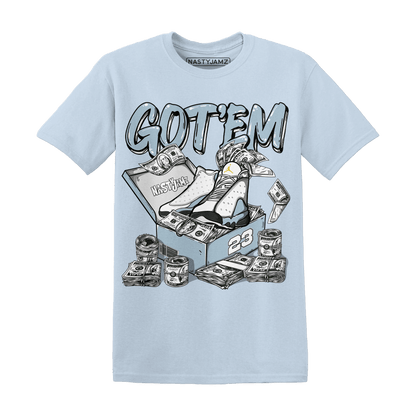 Blue Grey 13s T Shirt Match Dollar Sneaker Box - NastyJamz
