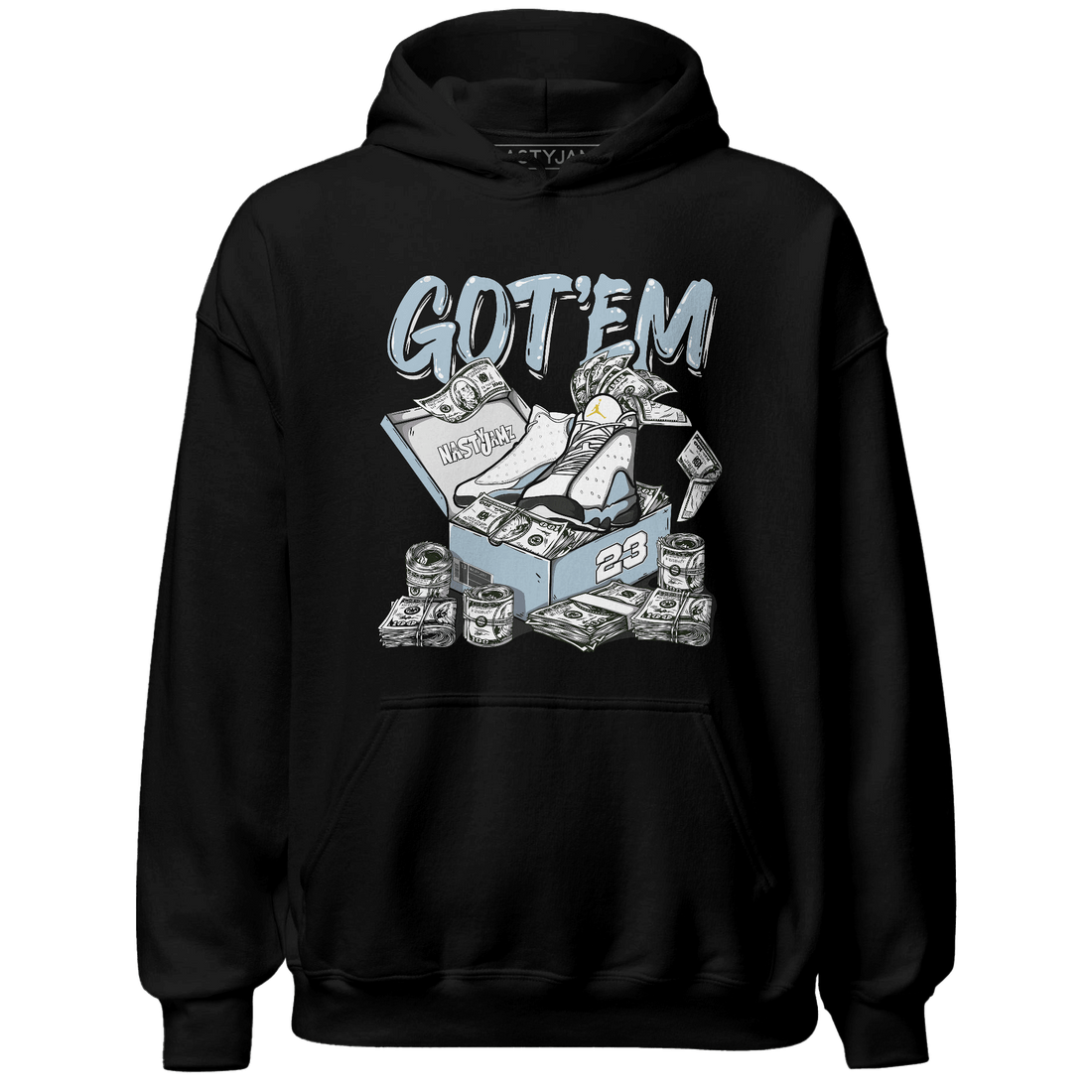 Blue Grey 13s Hoodie Match Dollar Sneaker Box - NastyJamz